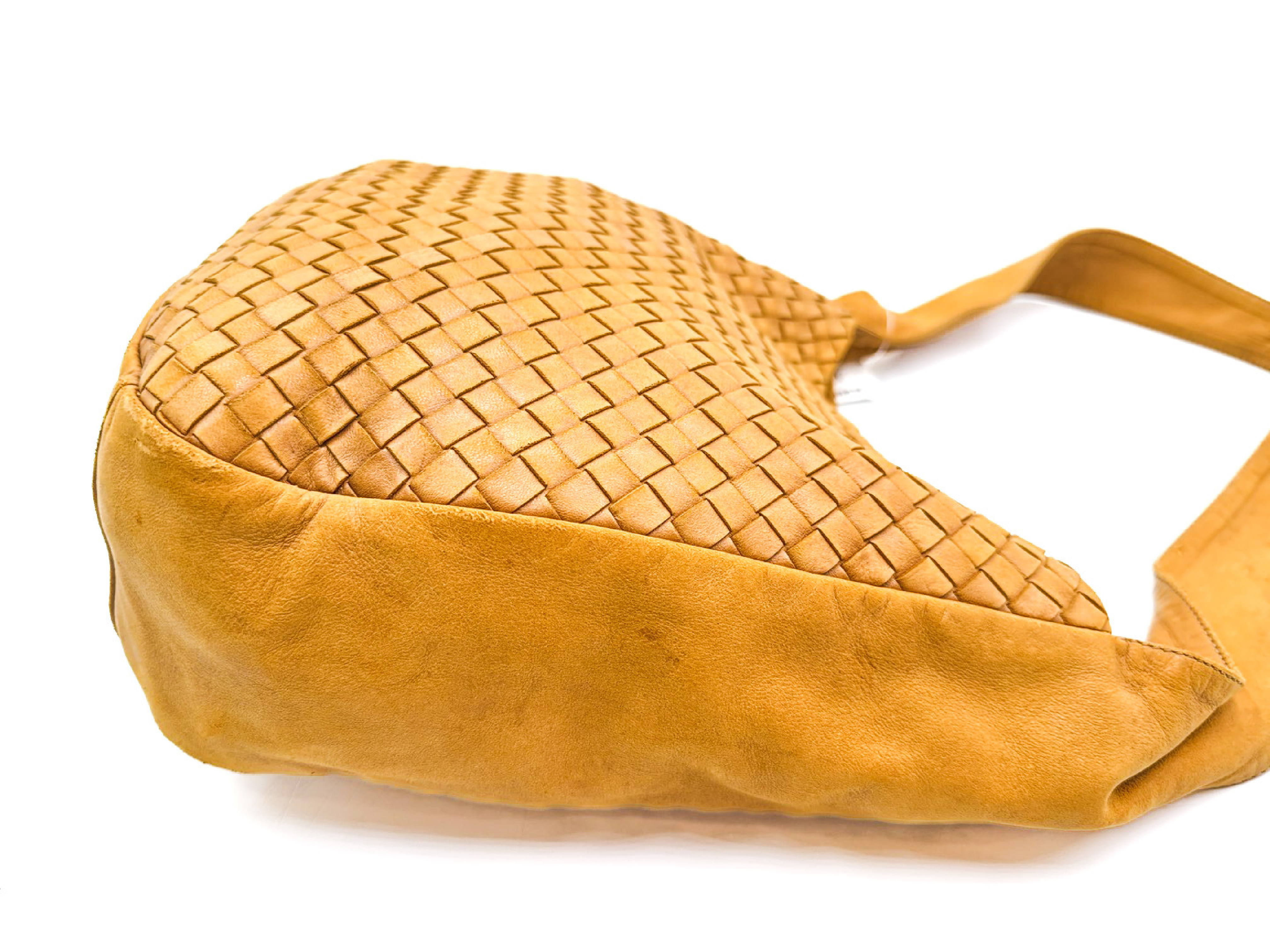 Intrecciato Yellow Leather Shoulder Bag — view 5