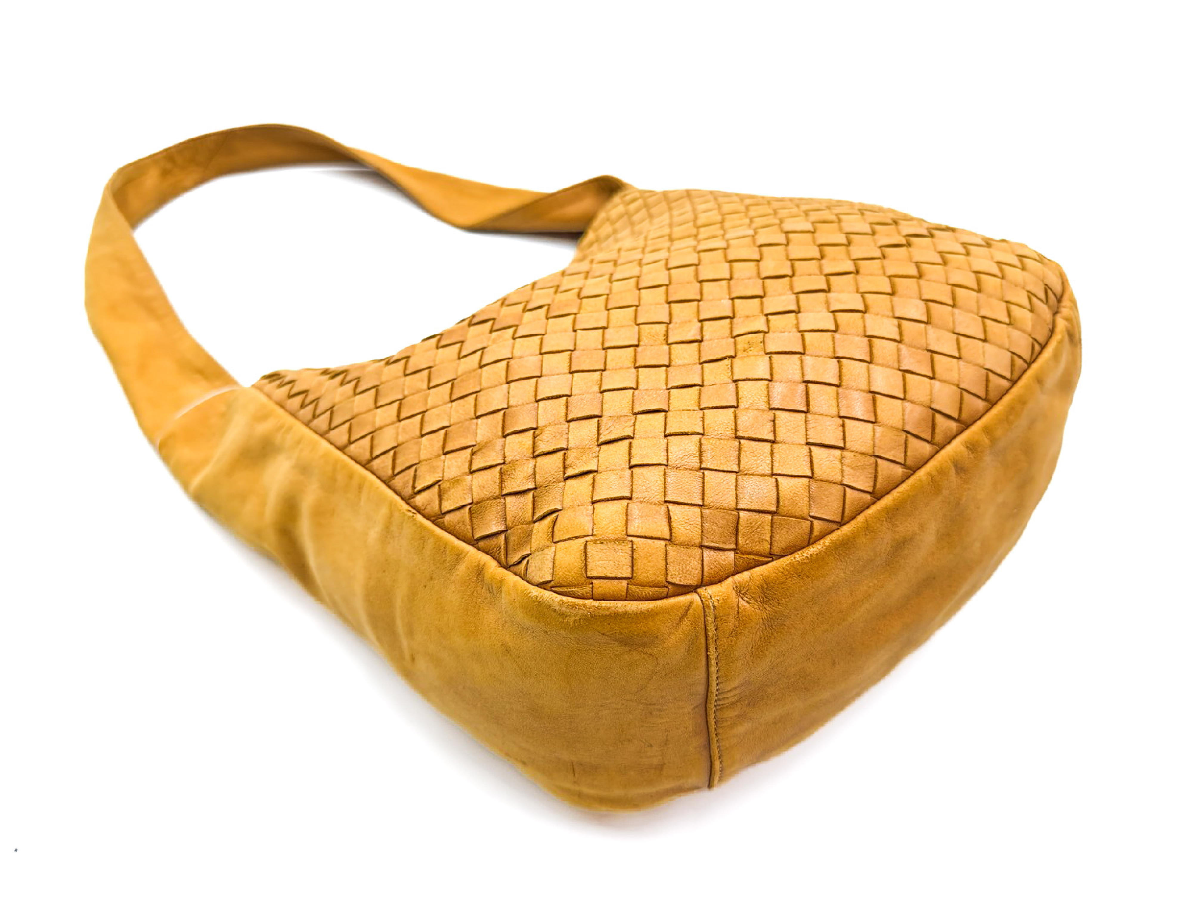 Intrecciato Yellow Leather Shoulder Bag — view 6