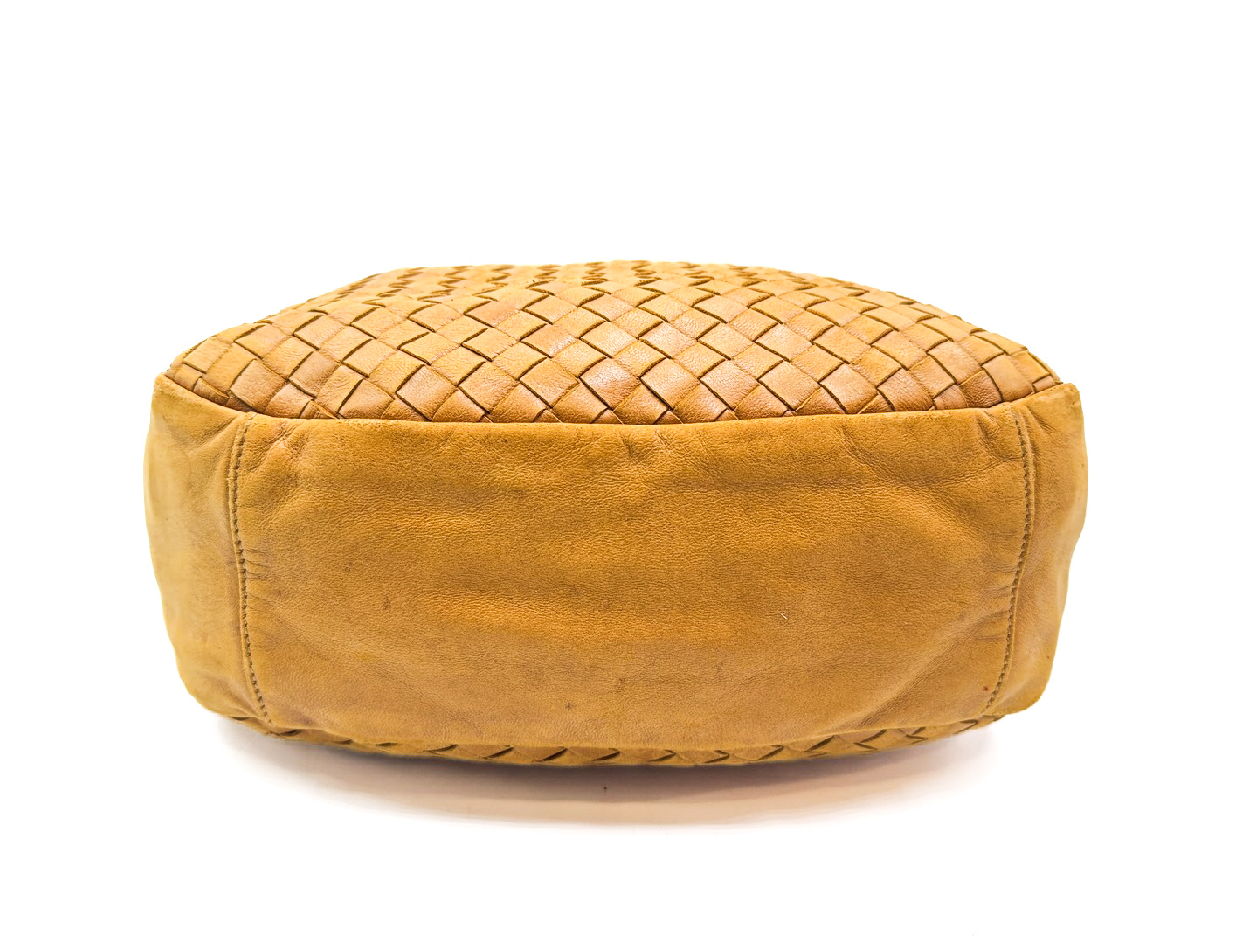 Intrecciato Yellow Leather Shoulder Bag — view 8