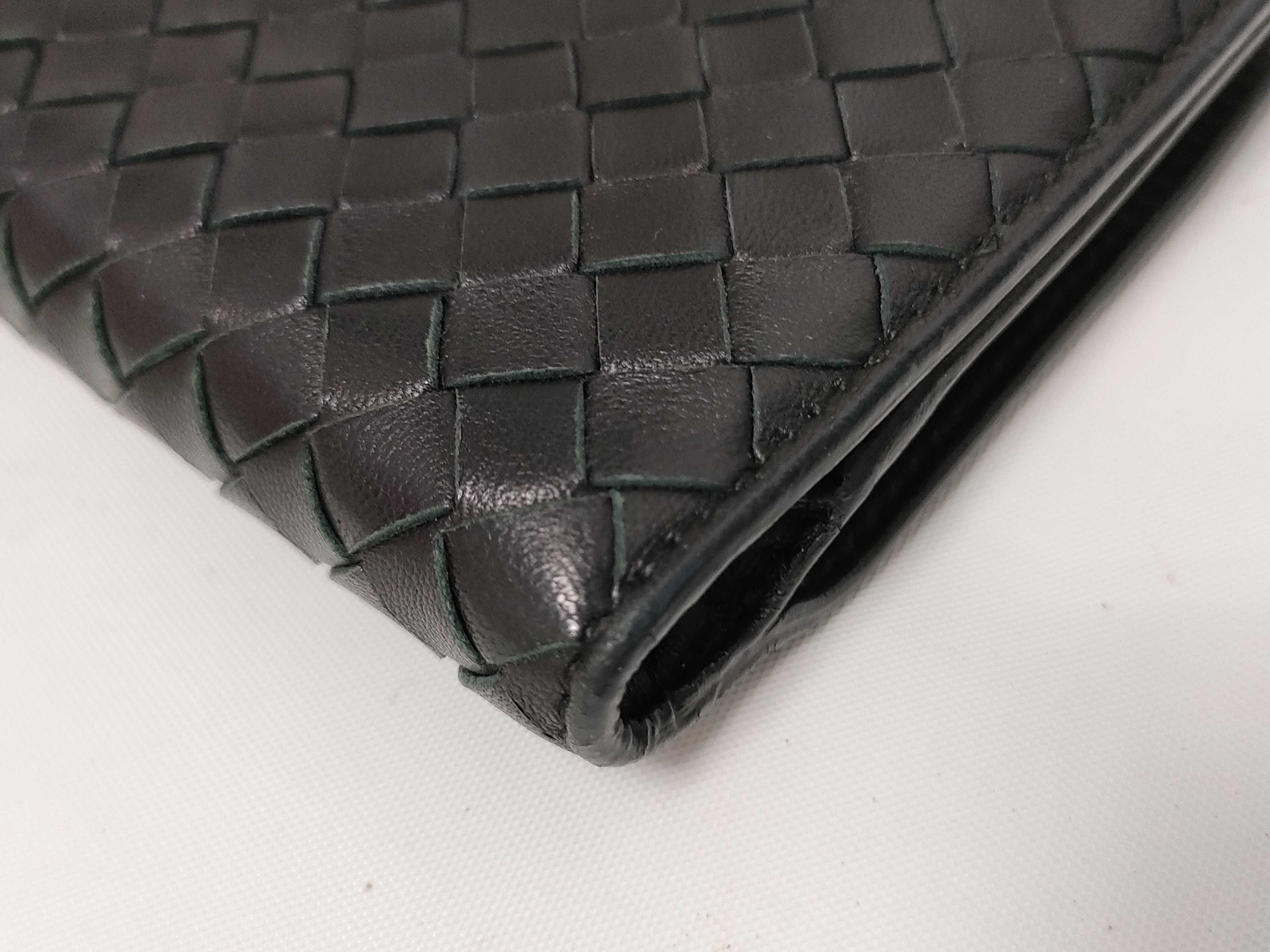 Intrecciato Long Flap Wallet Leather Black — view 3