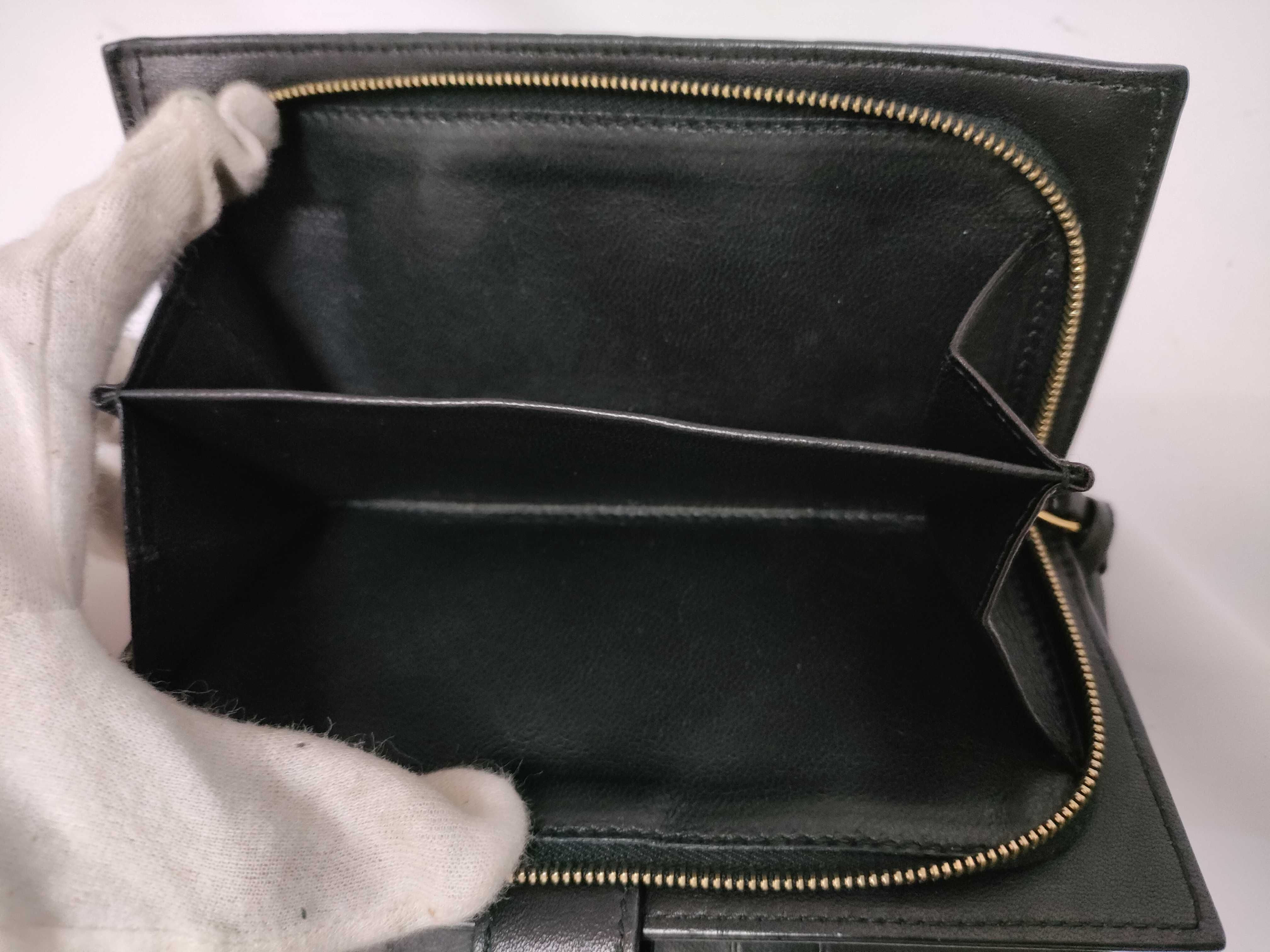 Intrecciato Long Flap Wallet Leather Black — view 7