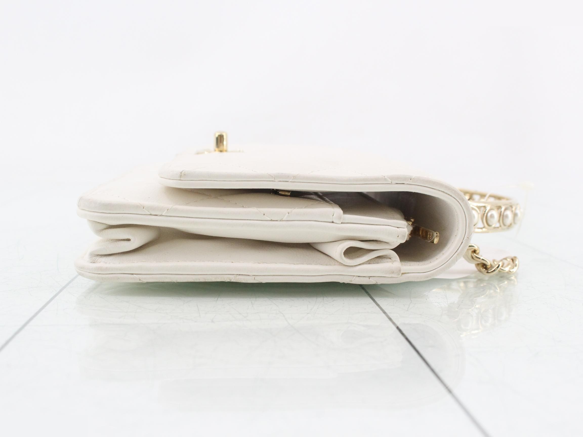 Matelassé Lambskin 2-Way Top Handle Bag with Pearl Random Plate — view 3