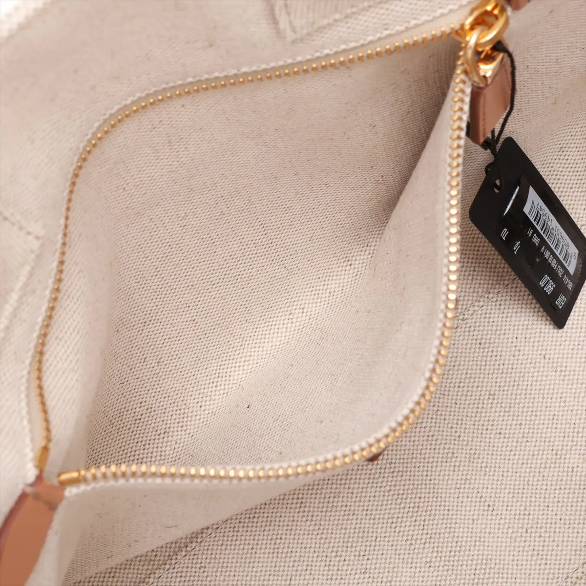 Canvas x Leather Handbag, Beige — view 8