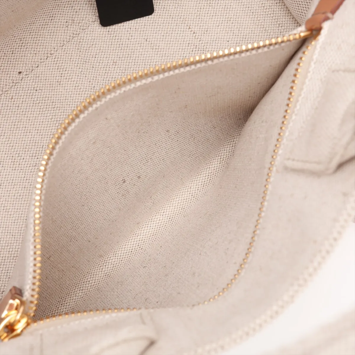 Canvas x Leather Handbag, Beige — view 9
