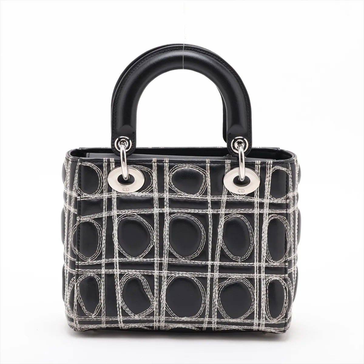 Lady Dior Cannage Leather 2-Way Handbag, Black x White, Lady Art, Daniel Gordon — view 2