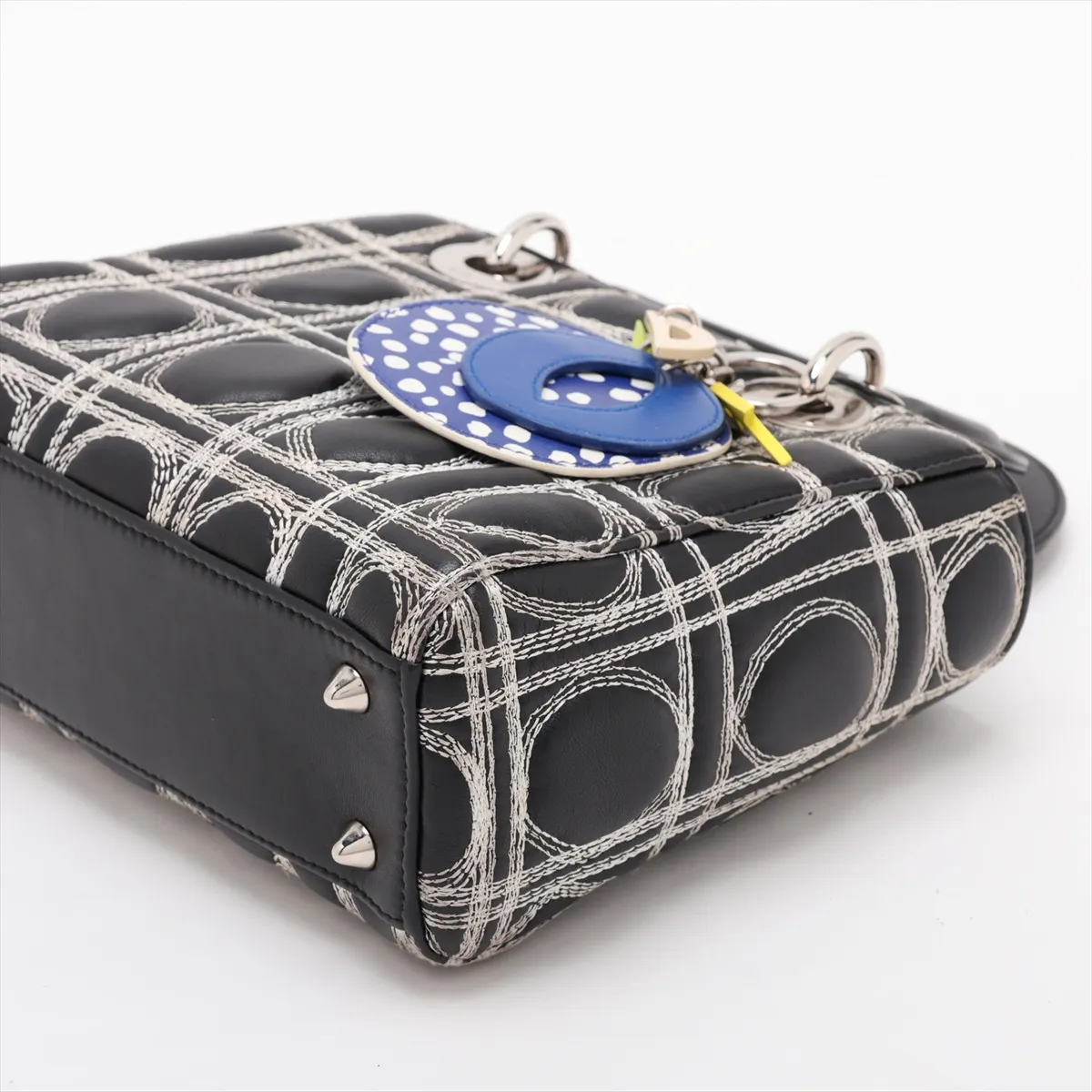 Lady Dior Cannage Leather 2-Way Handbag, Black x White, Lady Art, Daniel Gordon — view 3