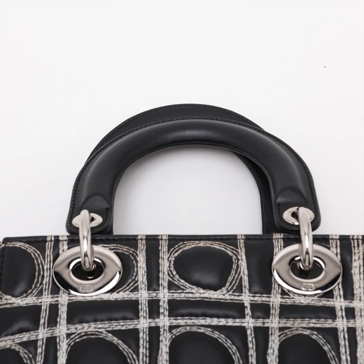 Lady Dior Cannage Leather 2-Way Handbag, Black x White, Lady Art, Daniel Gordon — view 6