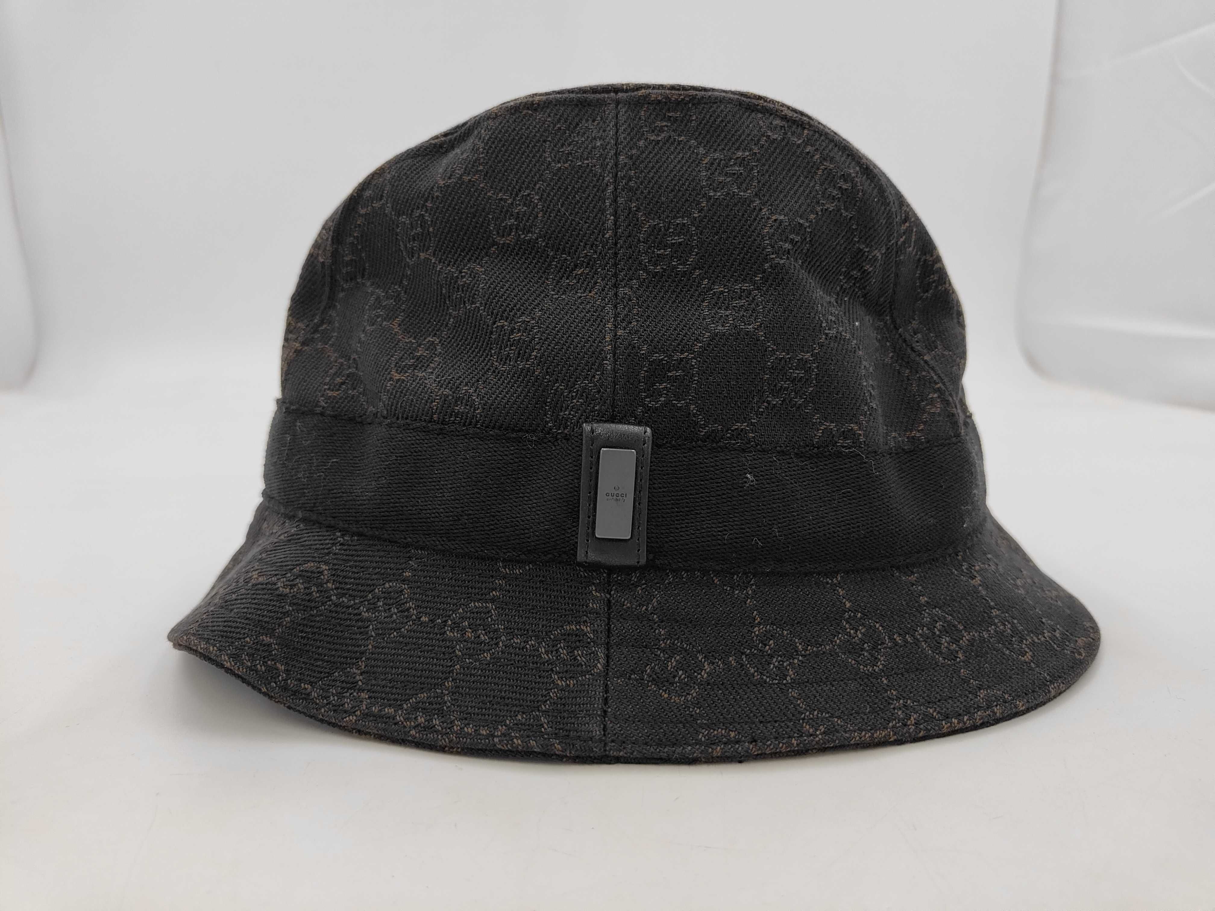 GG Canvas Bucket Hat, Cotton, Dark Brown, 023441, XL, Other Accessories — view 2