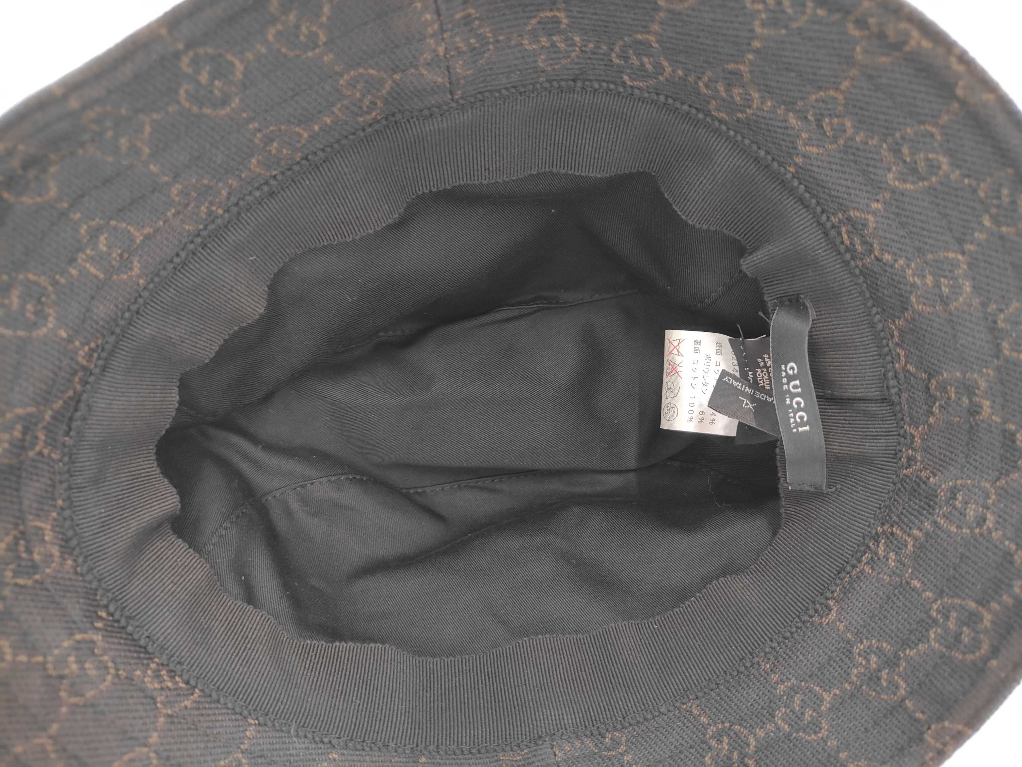 GG Canvas Bucket Hat, Cotton, Dark Brown, 023441, XL, Other Accessories — view 5