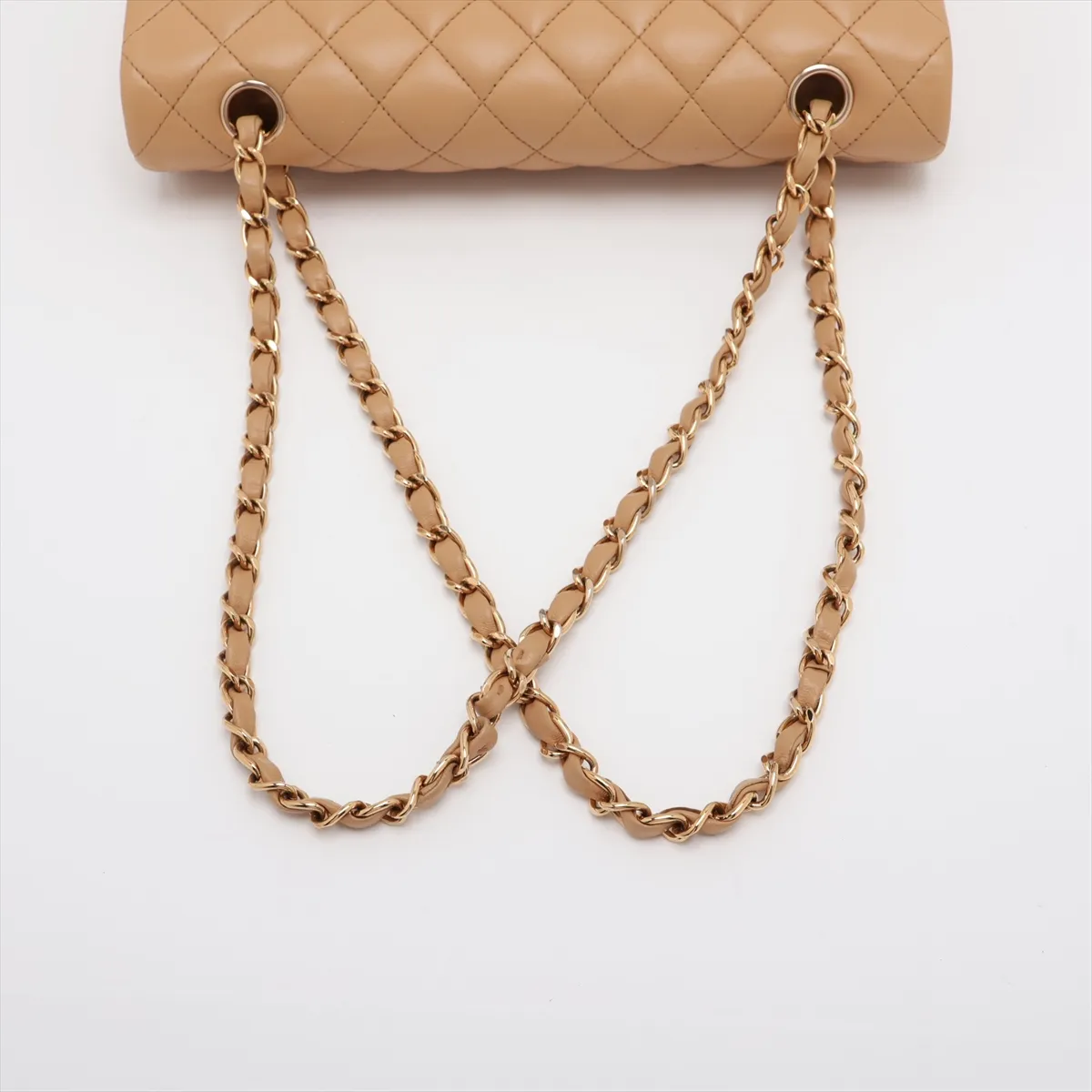 Matelassé 25 Lambskin Double Flap Double Chain Bag, Beige, Gold Hardware, 8842110, Series 8, A01112 — view 5