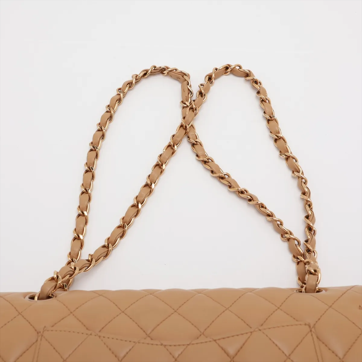 Matelassé 25 Lambskin Double Flap Double Chain Bag, Beige, Gold Hardware, 8842110, Series 8, A01112 — view 6