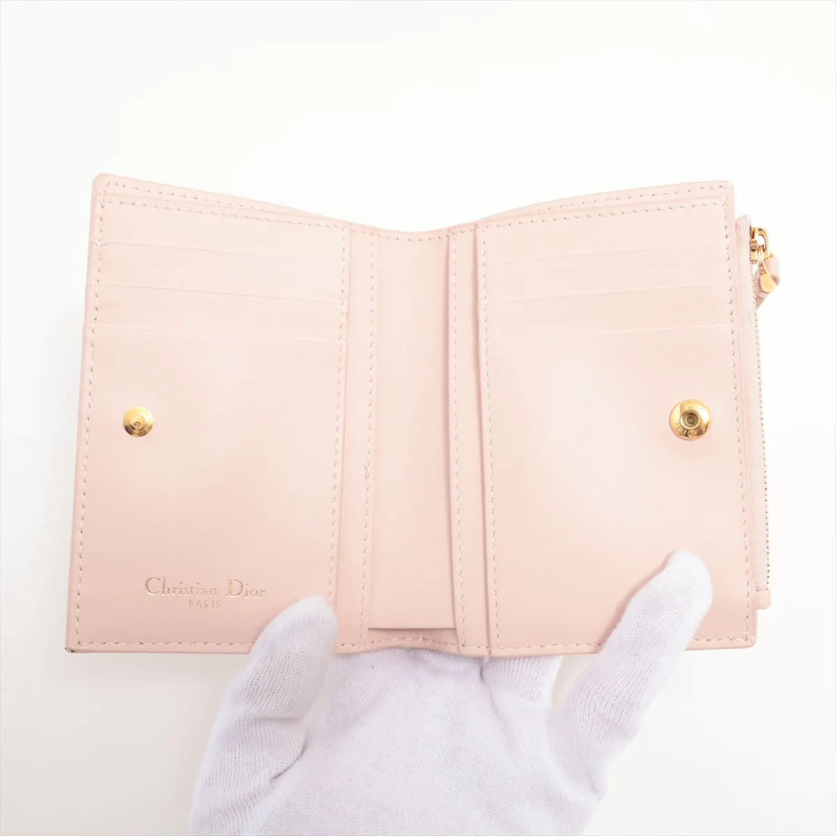 Caro Dahlia Wallet Leather Compact Wallet Pink — view 3