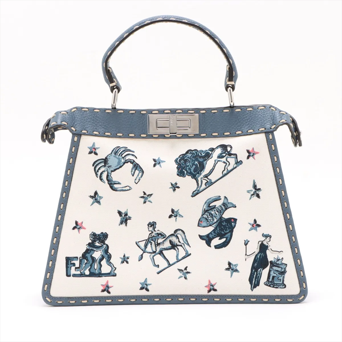 Selleria Peekaboo Isee You Medium Canvas x Leather 2WAY Handbag Blue x White 8BN321 — view 2