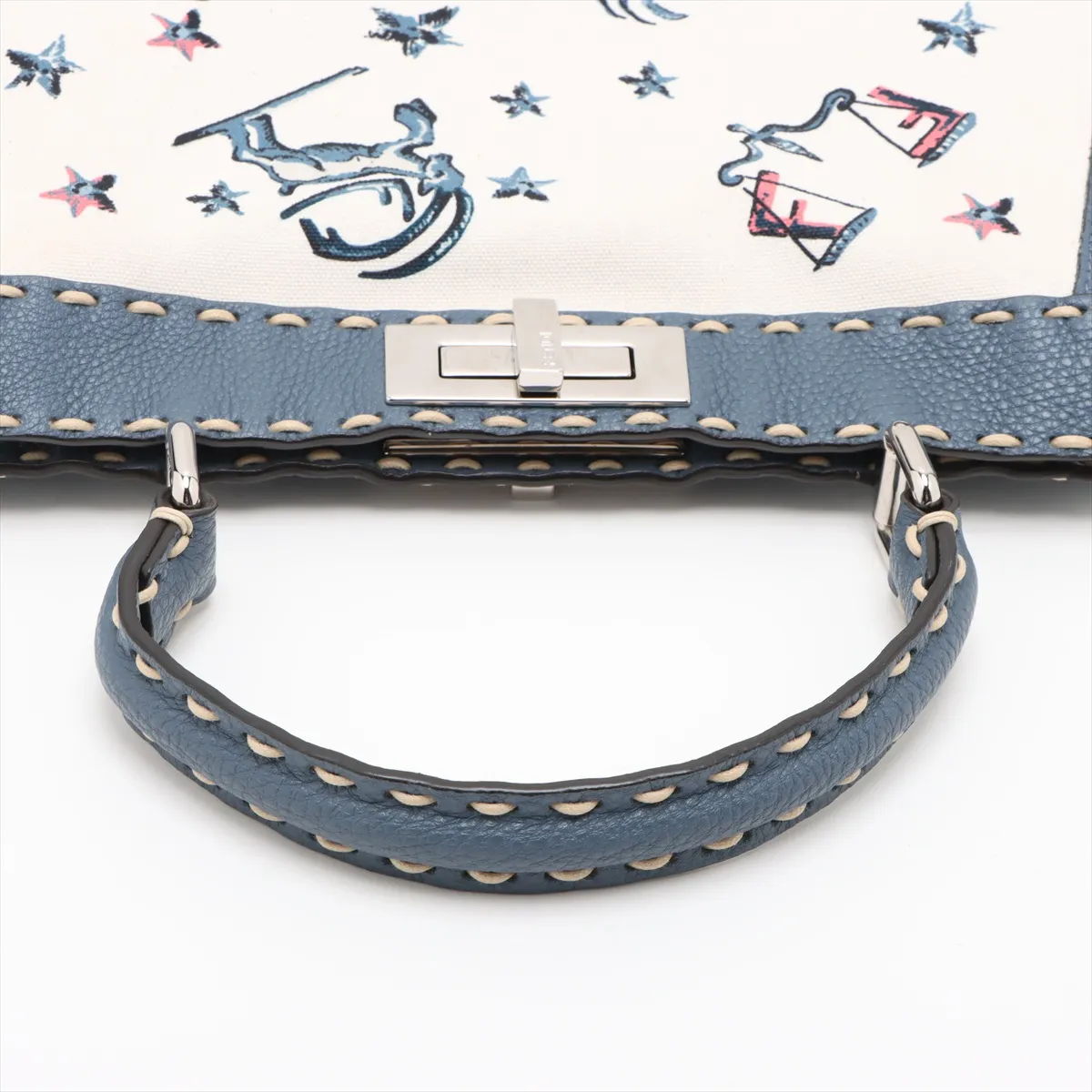 Selleria Peekaboo Isee You Medium Canvas x Leather 2WAY Handbag Blue x White 8BN321 — view 5
