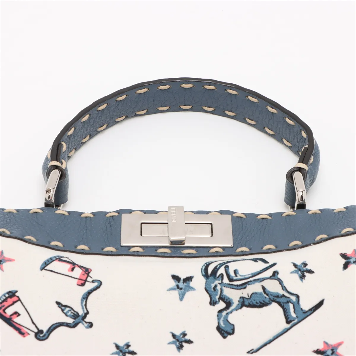Selleria Peekaboo Isee You Medium Canvas x Leather 2WAY Handbag Blue x White 8BN321 — view 6