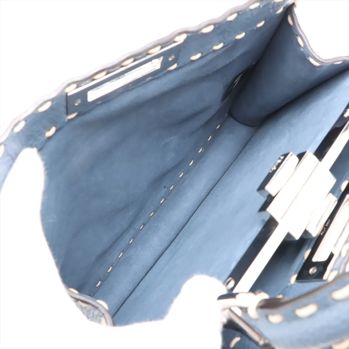 Selleria Peekaboo Isee You Medium Canvas x Leather 2WAY Handbag Blue x White 8BN321 — view 8