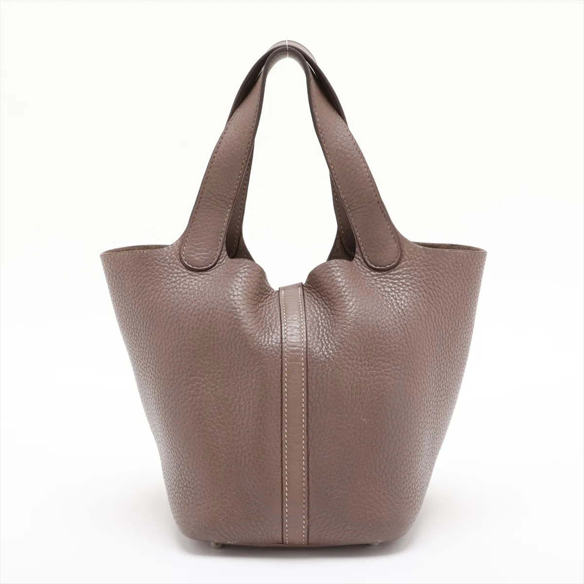 Picotin Lock 18 PM, Taurillon Clemence leather, Etoupe color, silver hardware. N: 2010. Key not included. — view 2