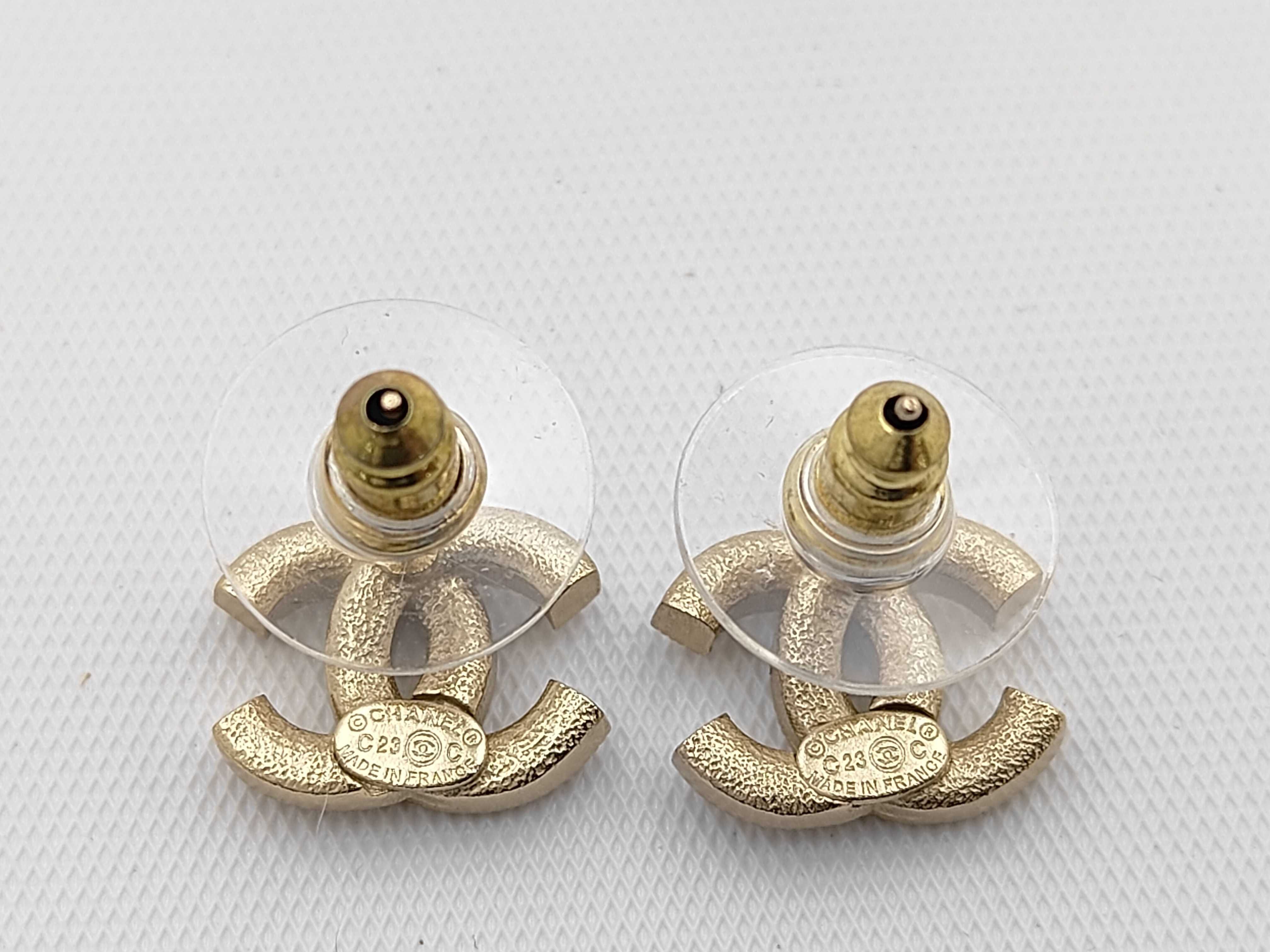23C Coco Mark Earrings, Rhinestone Gold Earrings — view 2