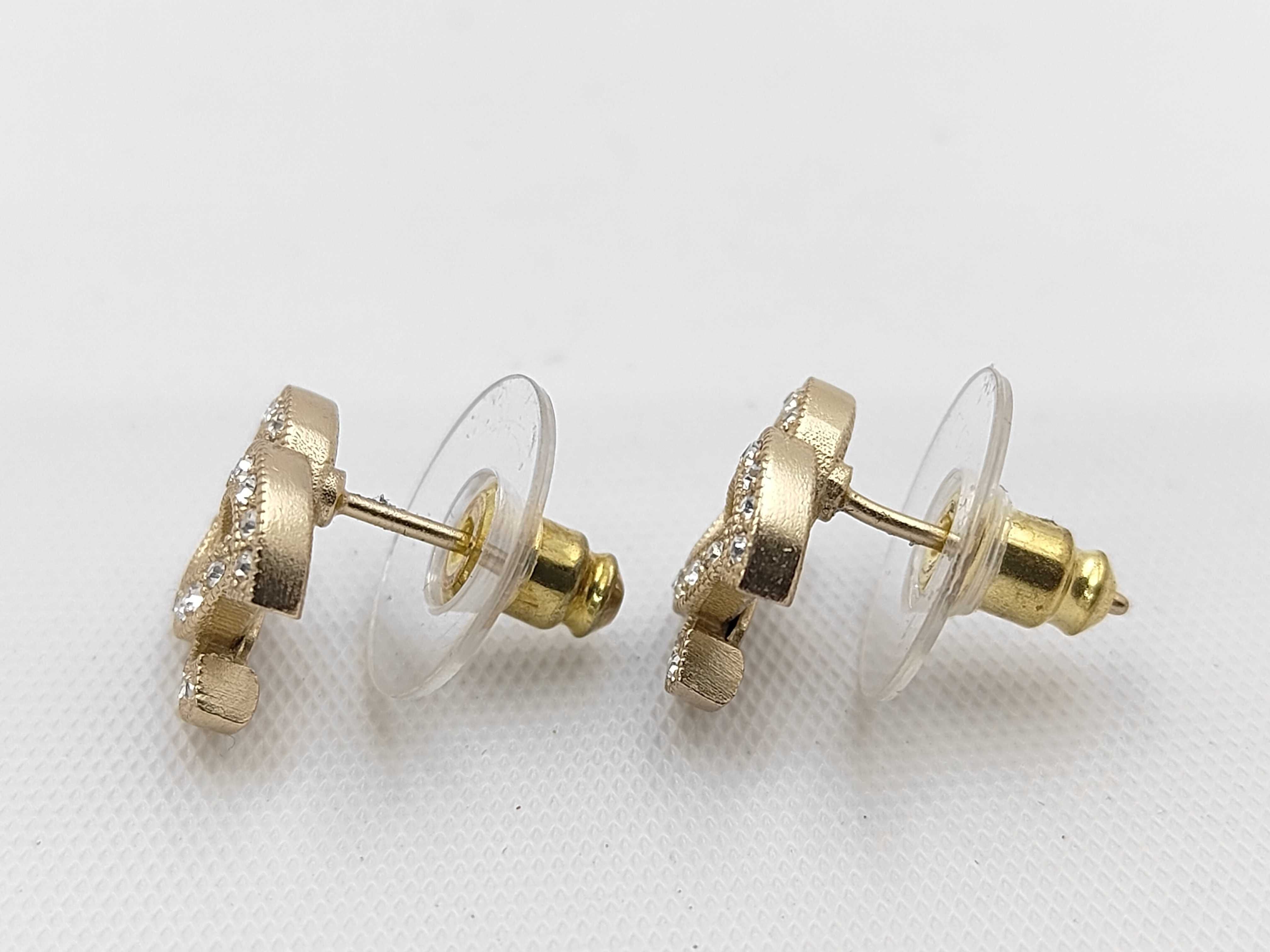 23C Coco Mark Earrings, Rhinestone Gold Earrings — view 3