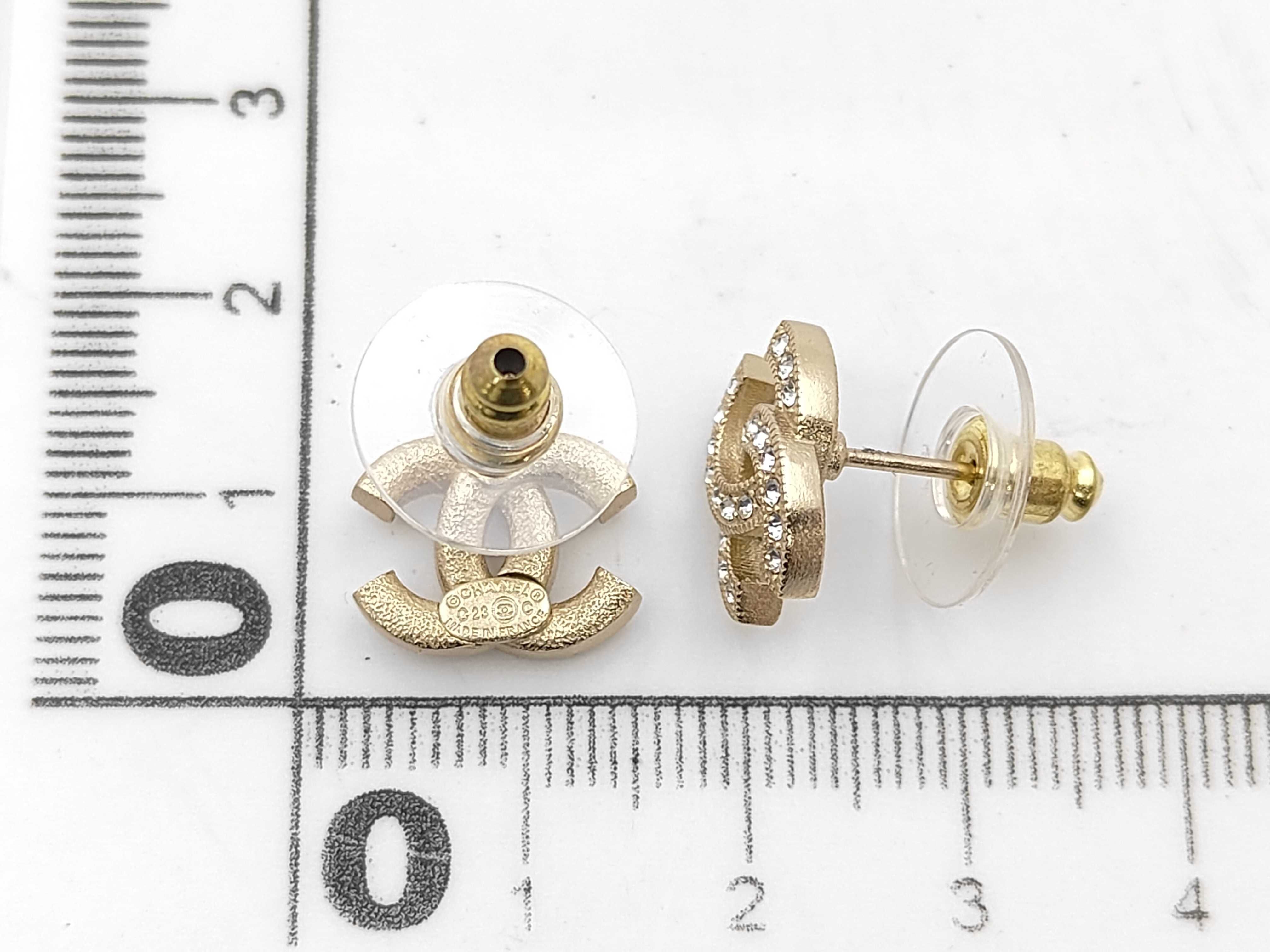 23C Coco Mark Earrings, Rhinestone Gold Earrings — view 6