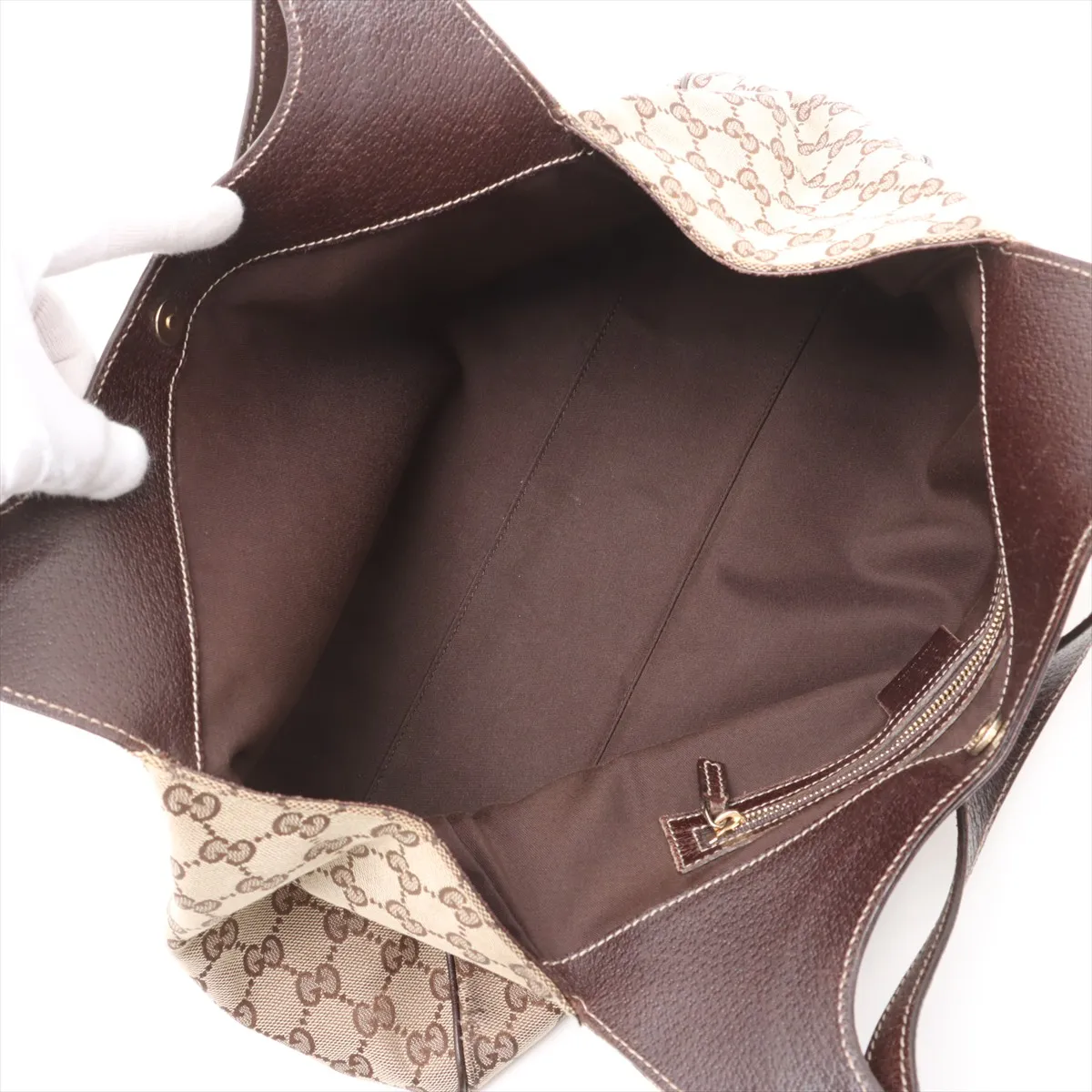 GG Canvas x Leather Shoulder Bag Beige x Brown 154981 — view 7