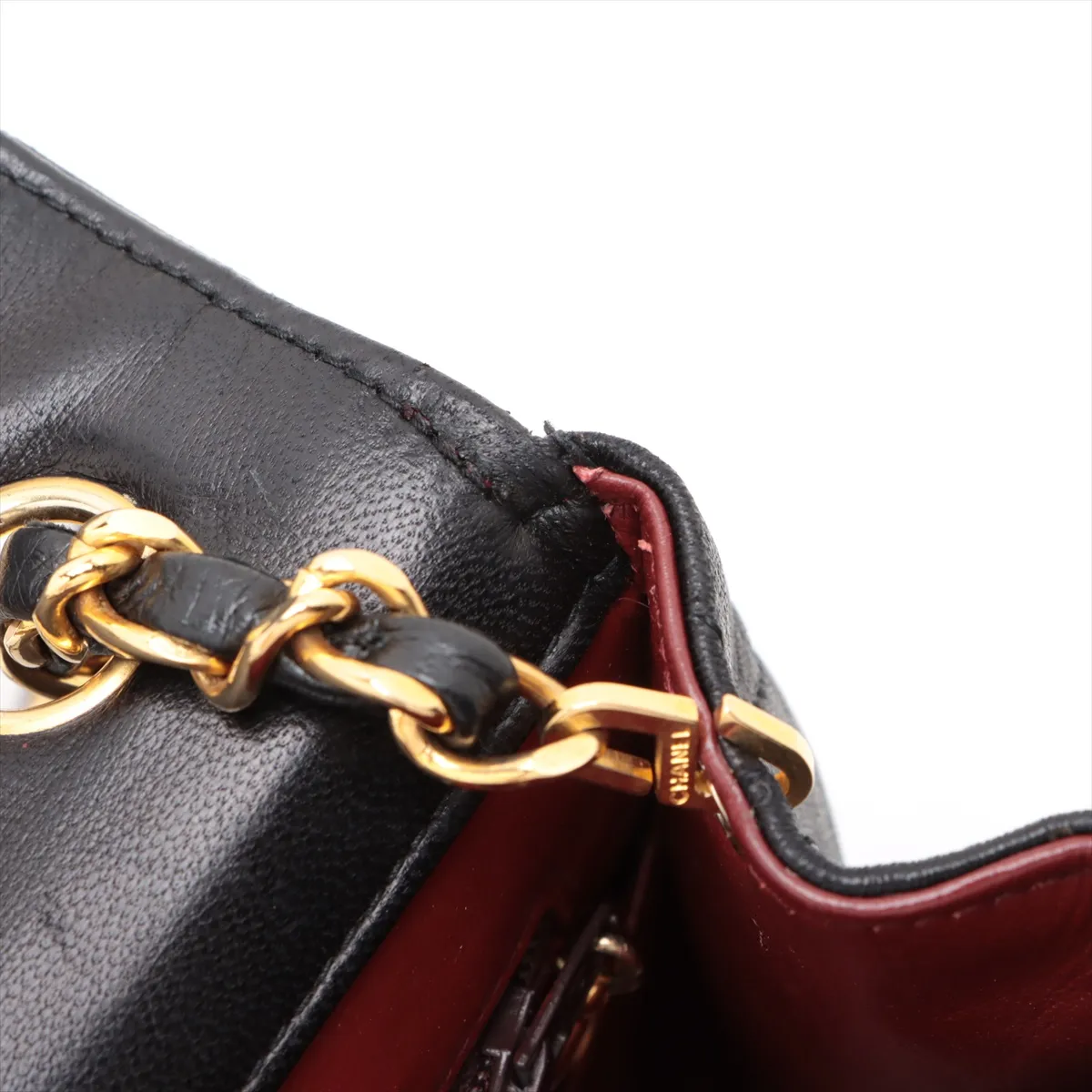 Matelasse Lambskin Single Flap Single Chain Bag Black Gold Hardware 0455215 Series 0 Guarantee Cracked — view 14