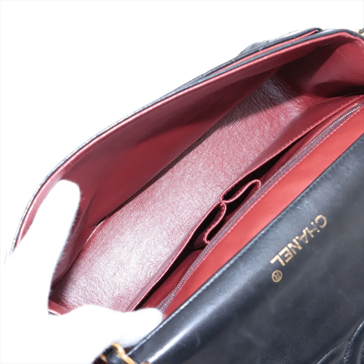 Matelasse Lambskin Single Flap Single Chain Bag Black Gold Hardware 0455215 Series 0 Guarantee Cracked — view 6