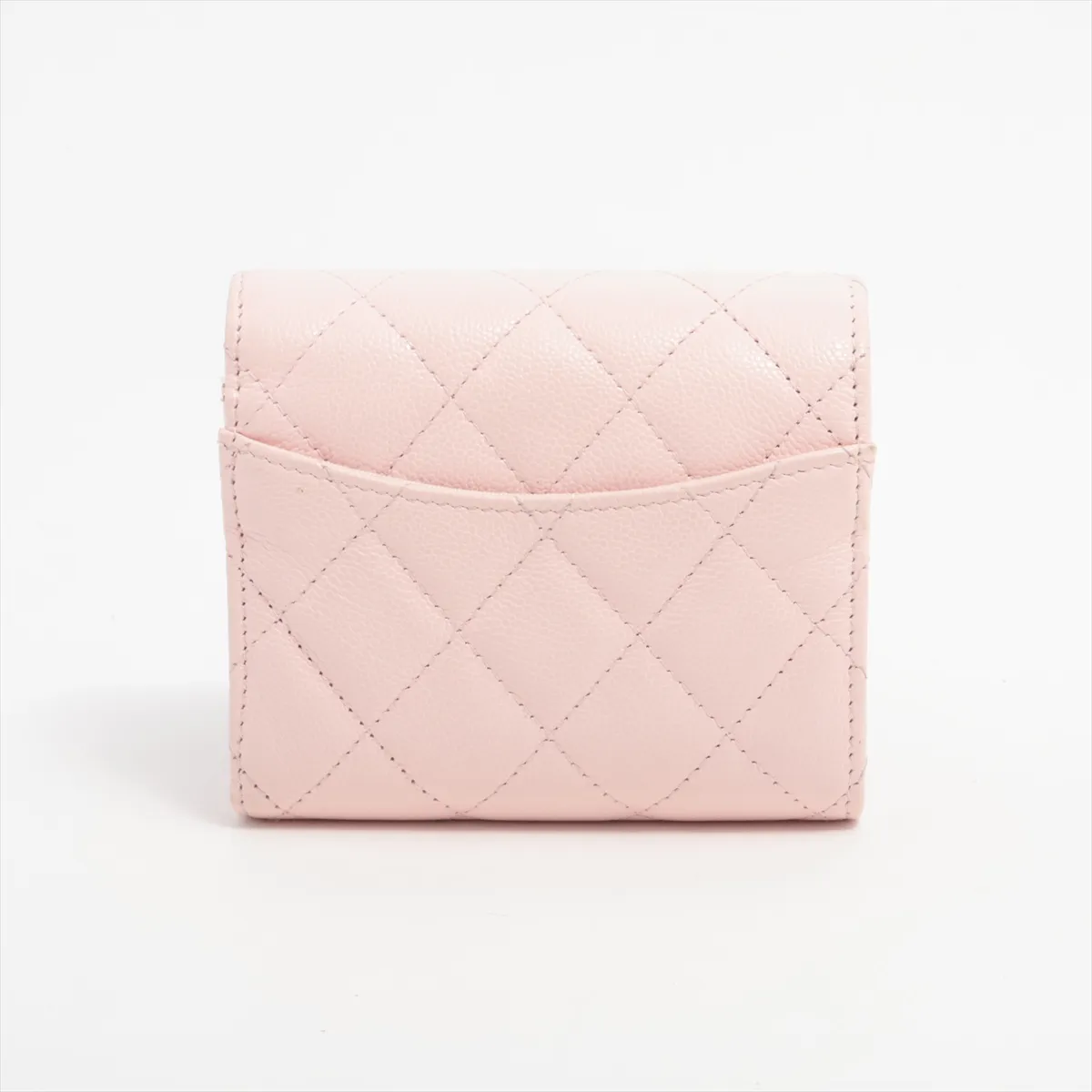 Matelasse caviar skin compact wallet pink gold hardware XLU275G5 — view 2