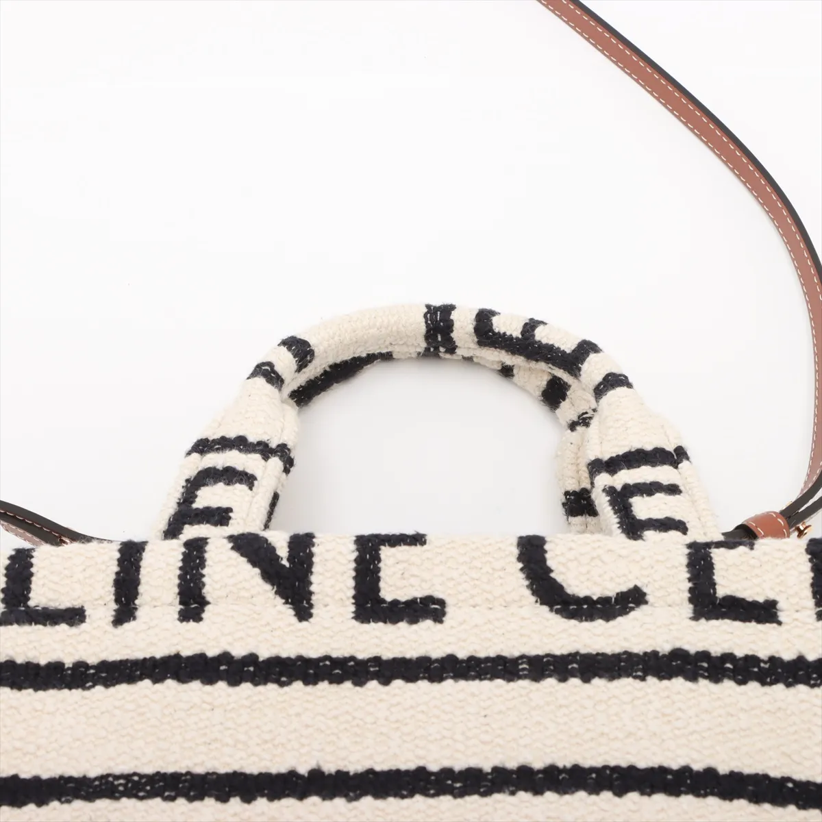 Small Cabas Thais Canvas x Leather 2-Way Handbag, Beige x Black — view 6
