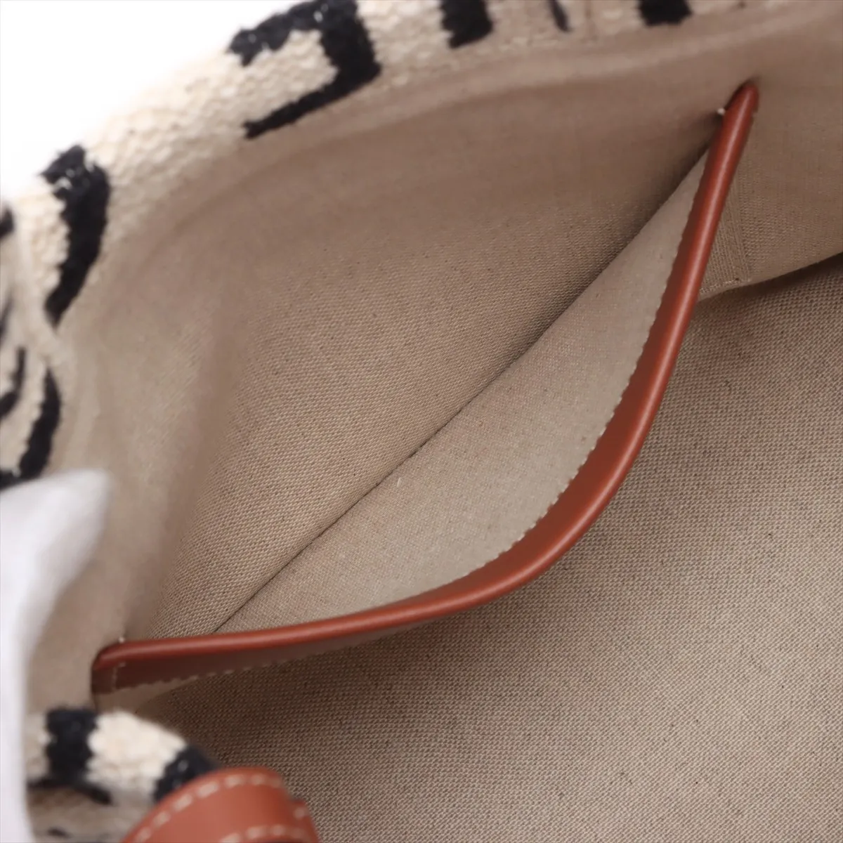 Small Cabas Thais Canvas x Leather 2-Way Handbag, Beige x Black — view 9