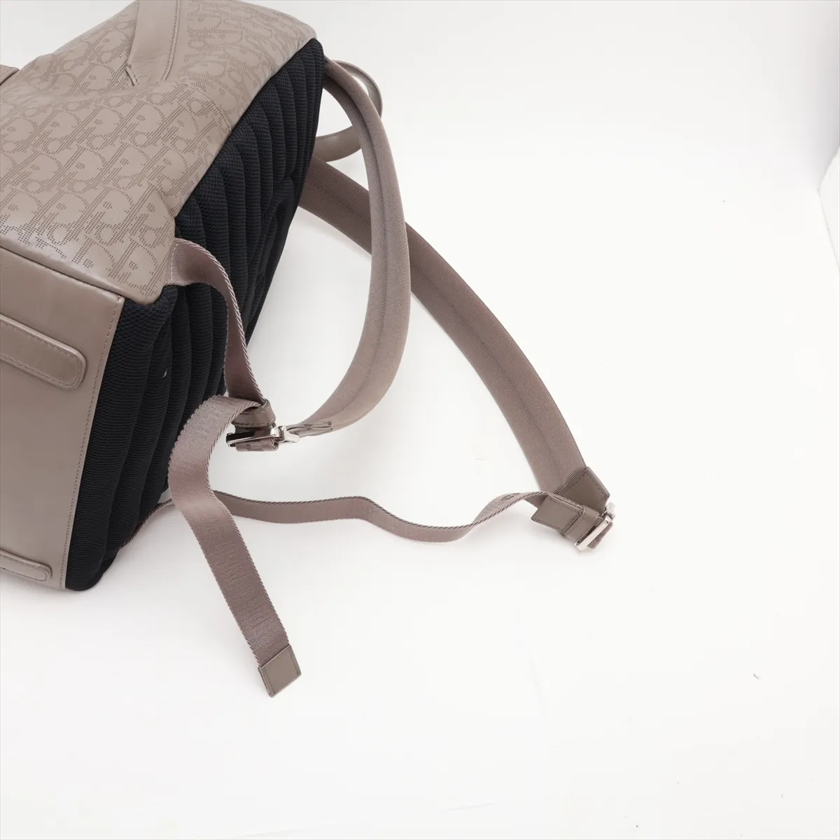 Oblique Perforated Leather Backpack/Rucksack Brown — view 6