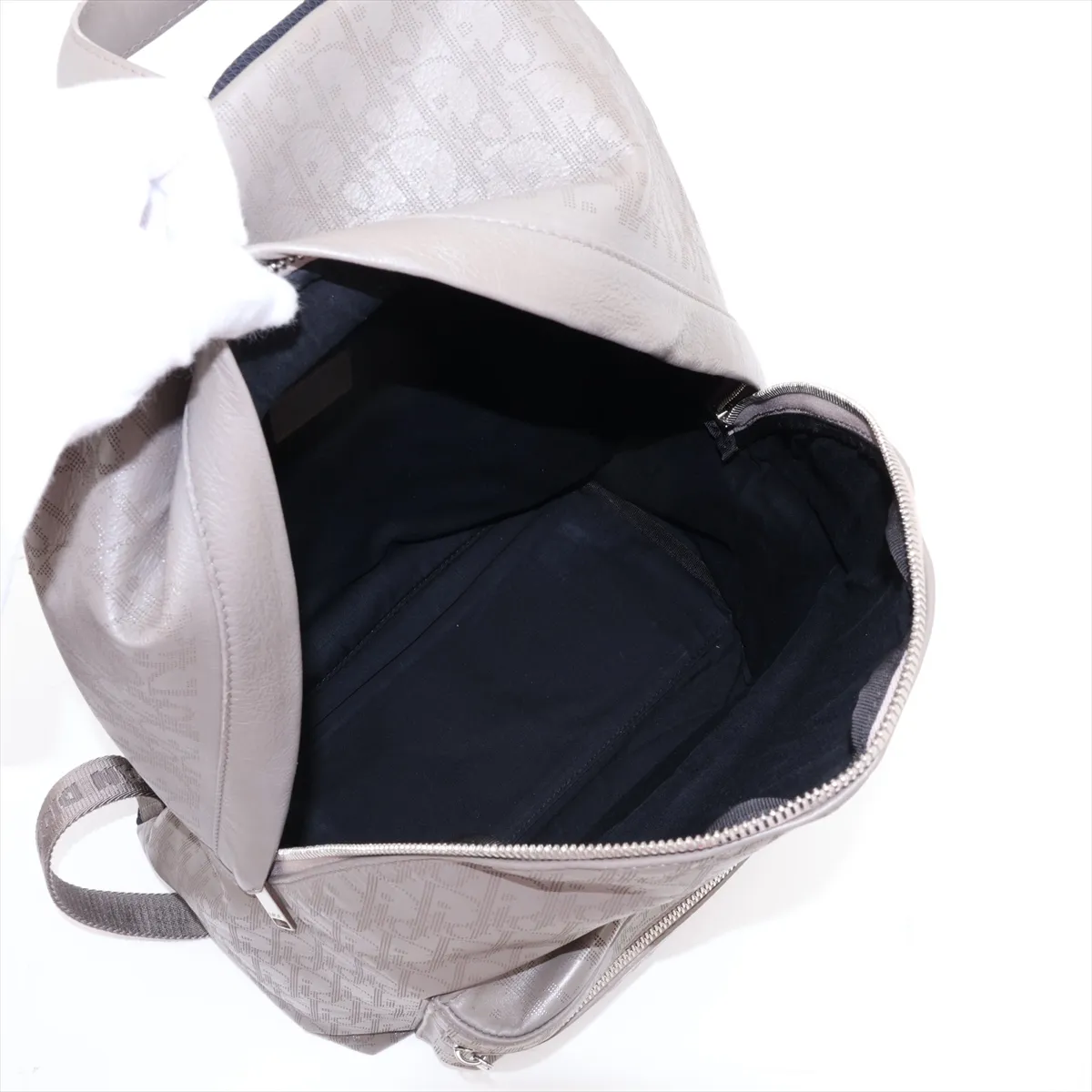Oblique Perforated Leather Backpack/Rucksack Brown — view 7