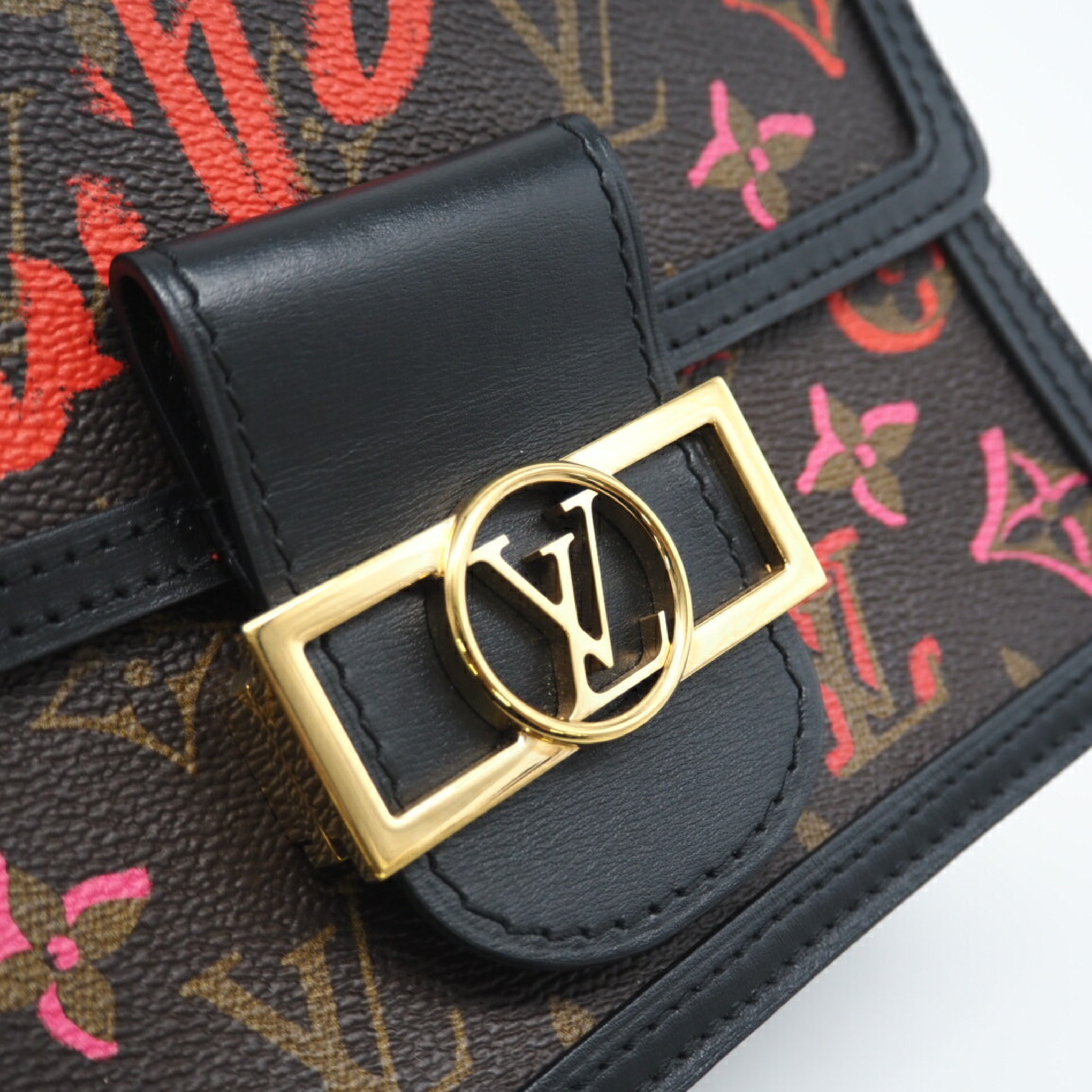 M45889 Dauphine MINI Fall in Love Brown Red Shoulder Bag with Shoulder Strap and Dust Bag — view 2