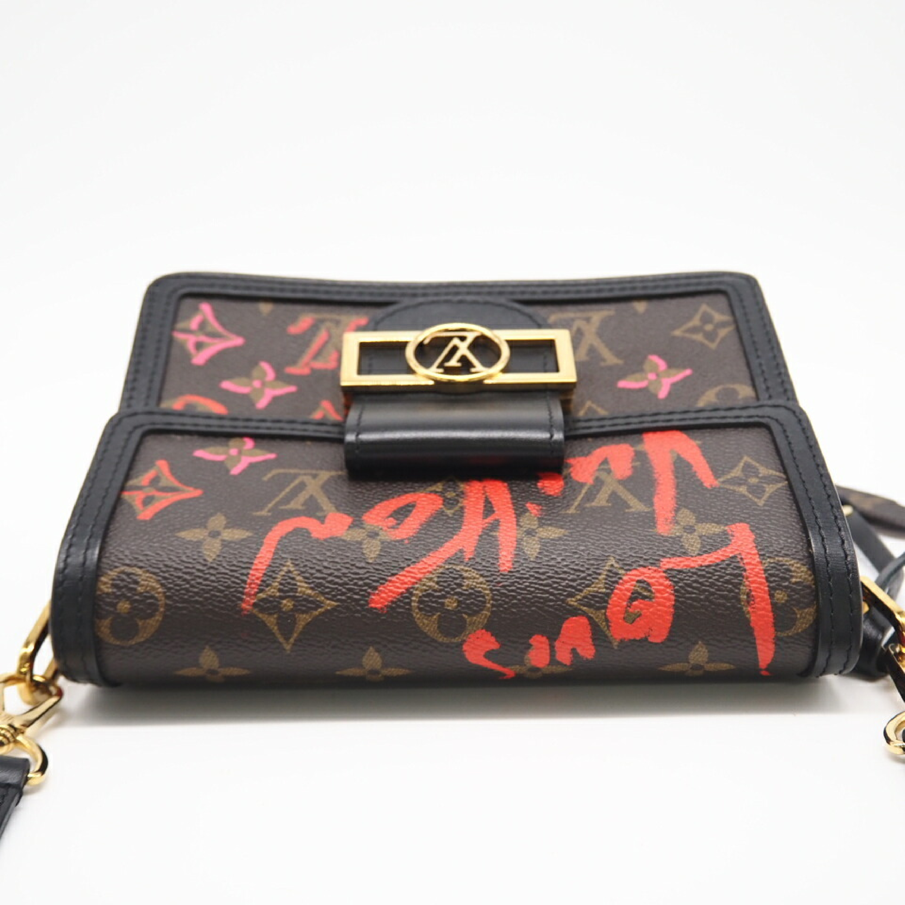 M45889 Dauphine MINI Fall in Love Brown Red Shoulder Bag with Shoulder Strap and Dust Bag — view 6