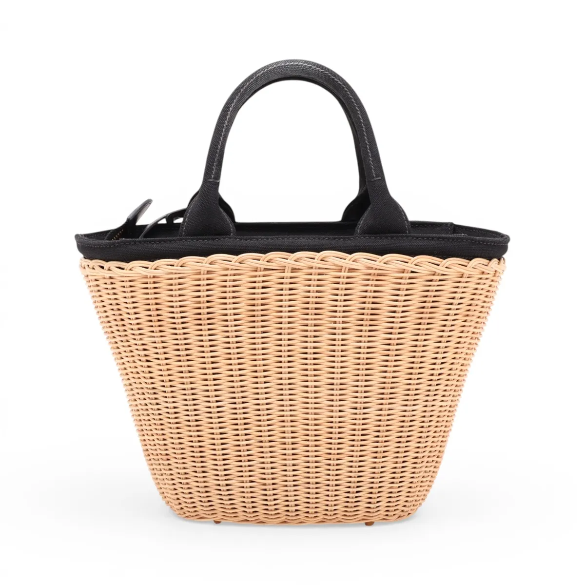 Canapa Rattan x Canvas 2-Way Handbag Beige x Black 1BG172 — view 2