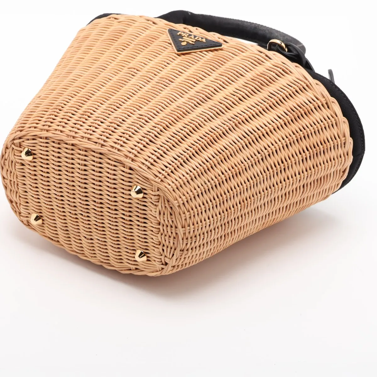 Canapa Rattan x Canvas 2-Way Handbag Beige x Black 1BG172 — view 3