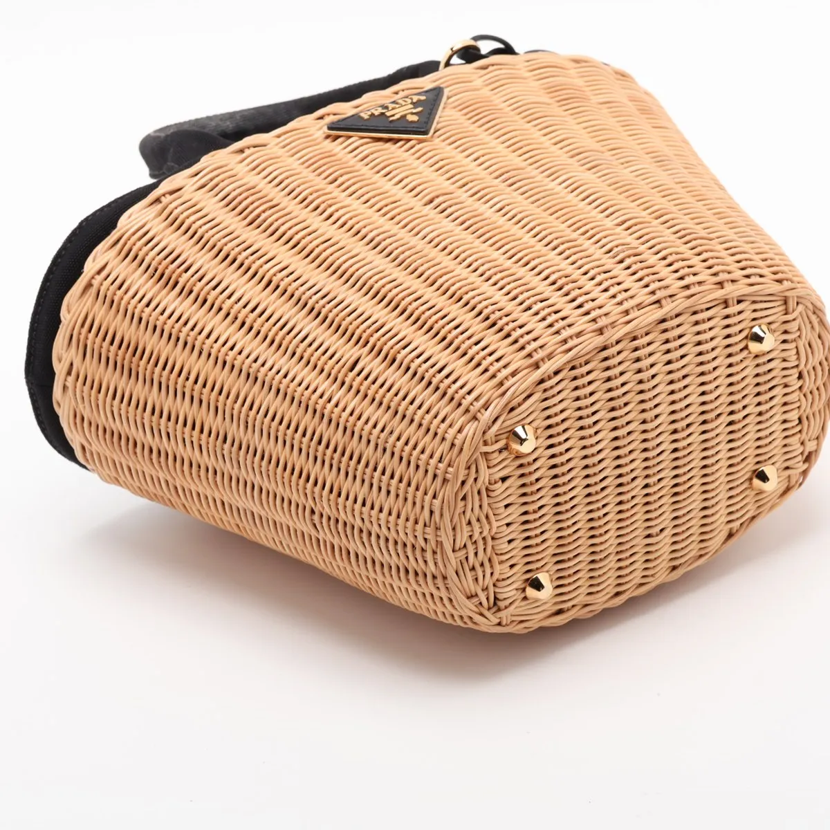 Canapa Rattan x Canvas 2-Way Handbag Beige x Black 1BG172 — view 4