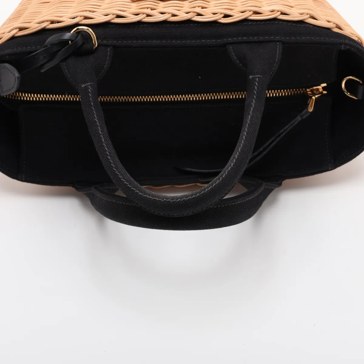 Canapa Rattan x Canvas 2-Way Handbag Beige x Black 1BG172 — view 5