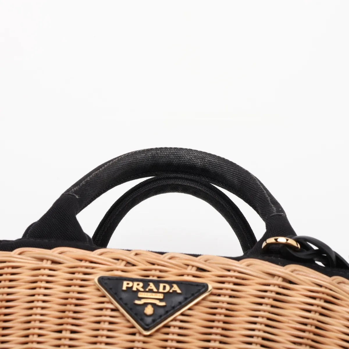 Canapa Rattan x Canvas 2-Way Handbag Beige x Black 1BG172 — view 6
