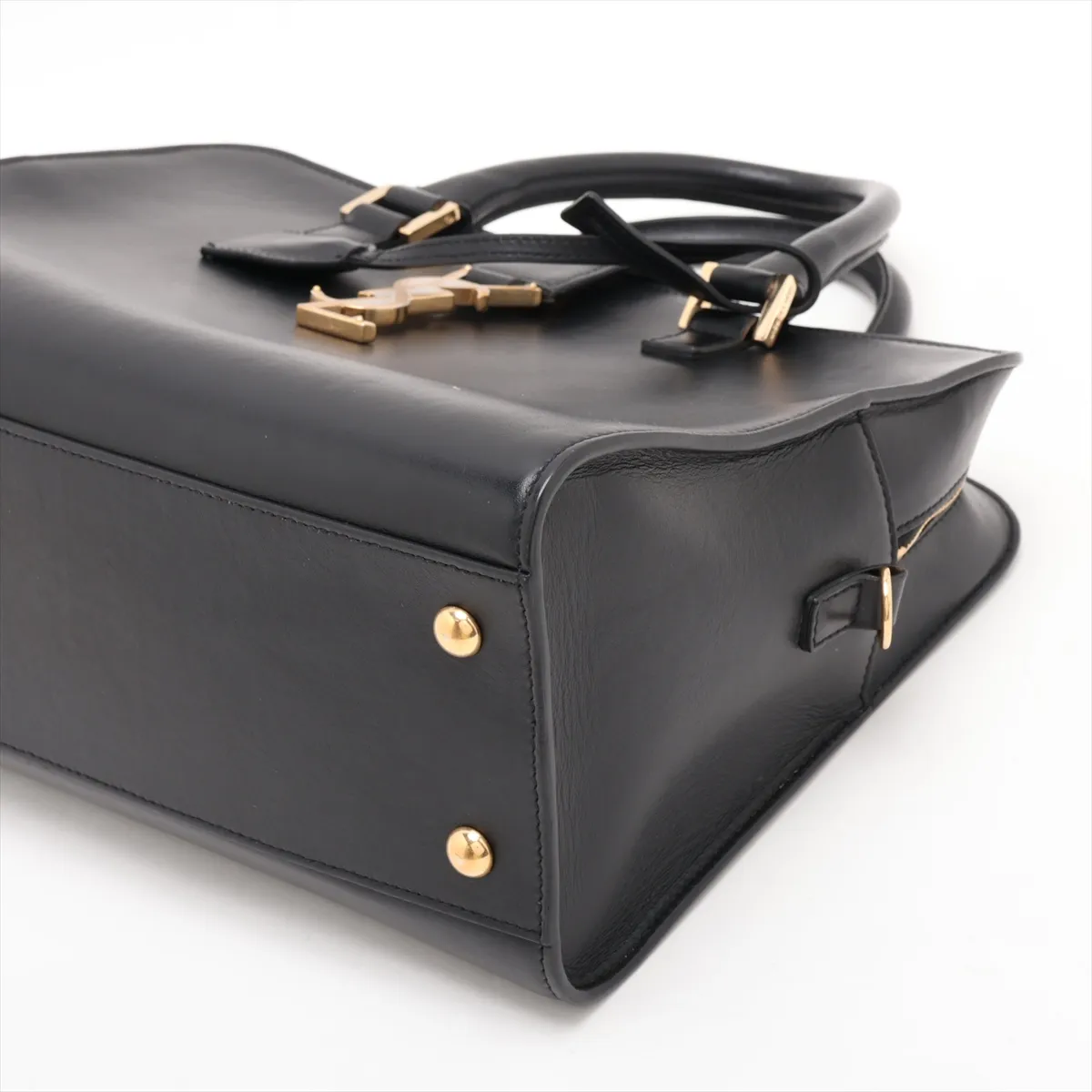 Small Cabas 472469 Leather 2-Way Handbag, Black — view 3
