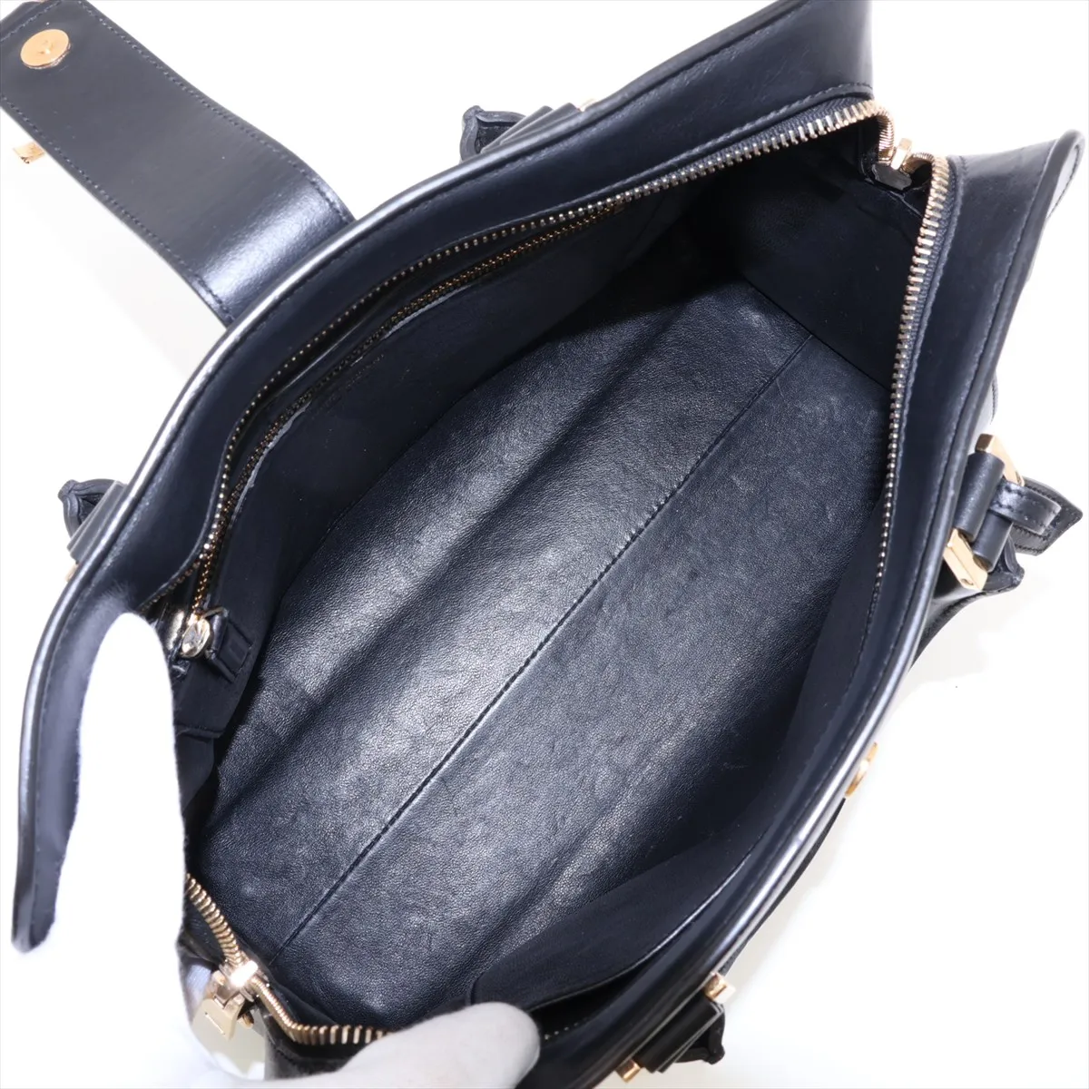 Small Cabas 472469 Leather 2-Way Handbag, Black — view 8