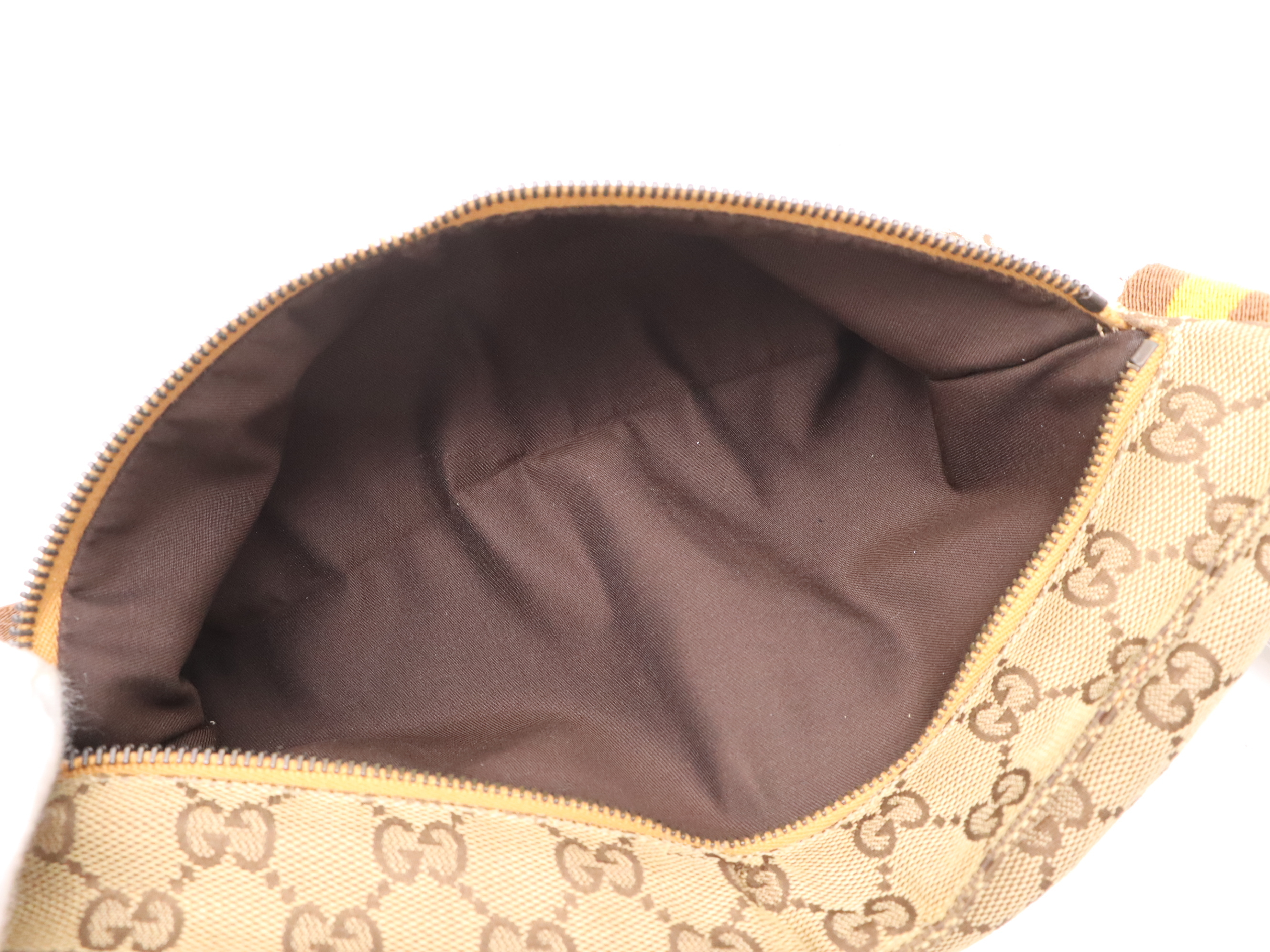 23566GG Canvas/Leather Body Bag with Double Pockets, Beige — view 12