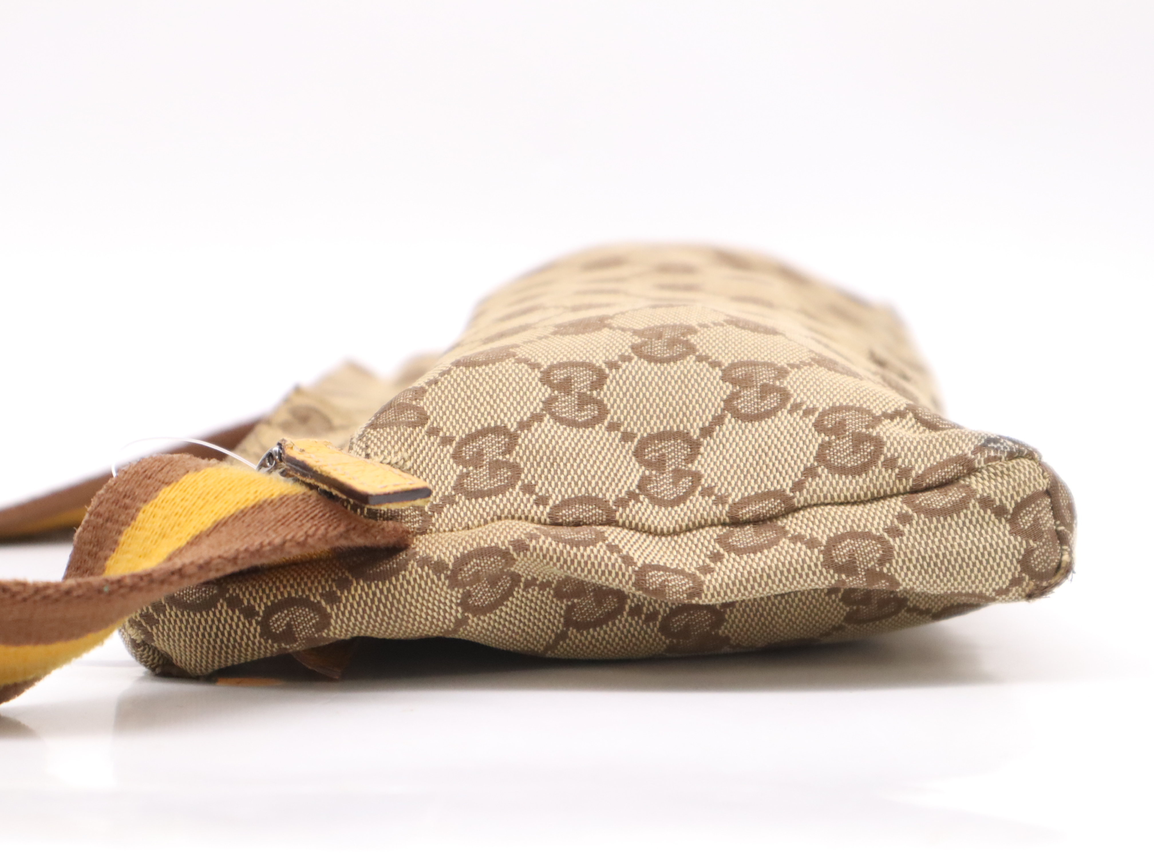 23566GG Canvas/Leather Body Bag with Double Pockets, Beige — view 3