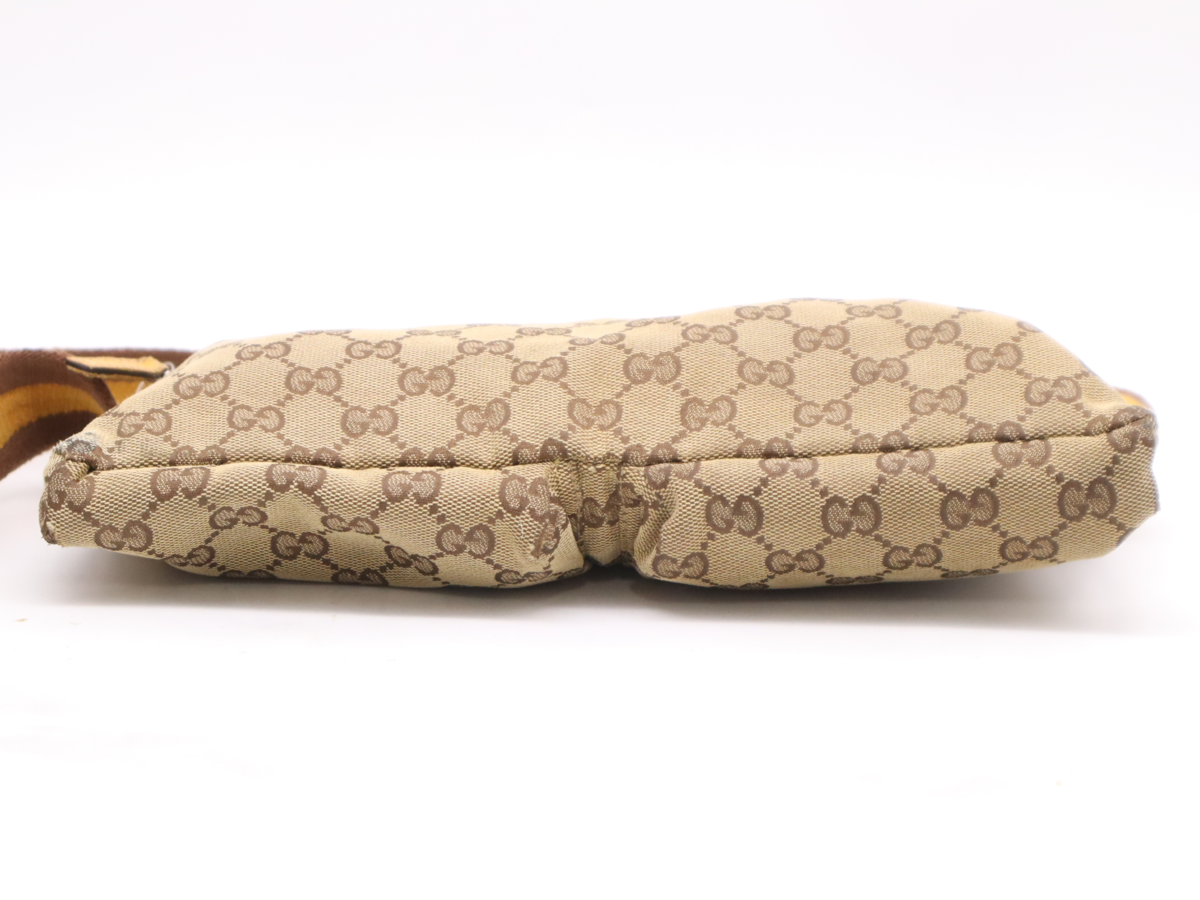 23566GG Canvas/Leather Body Bag with Double Pockets, Beige — view 4