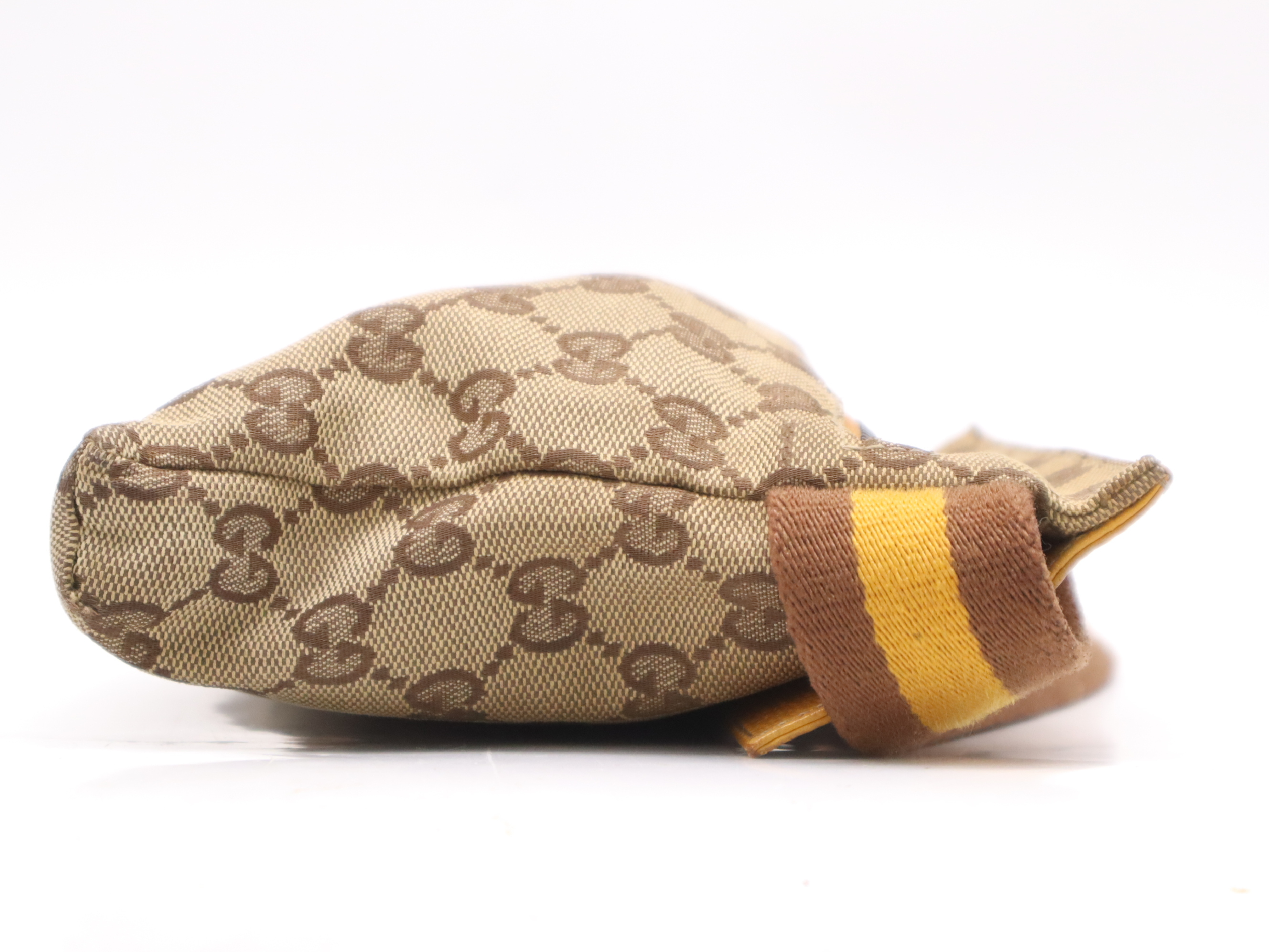 23566GG Canvas/Leather Body Bag with Double Pockets, Beige — view 5