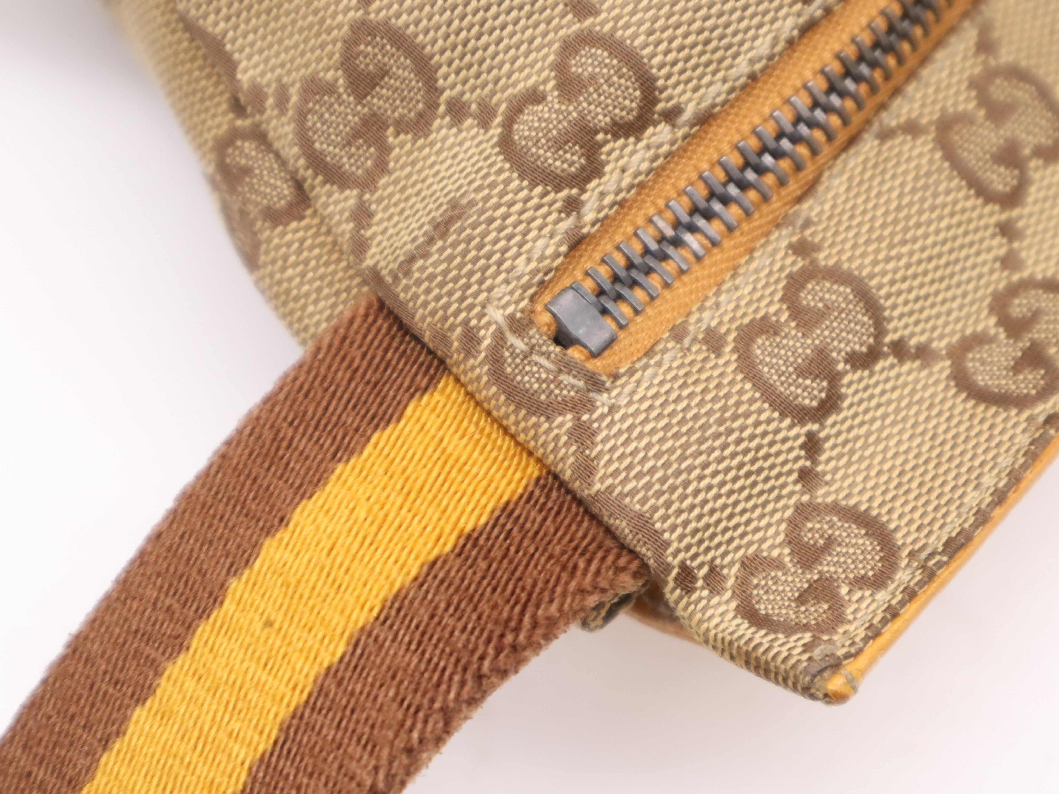 23566GG Canvas/Leather Body Bag with Double Pockets, Beige — view 7