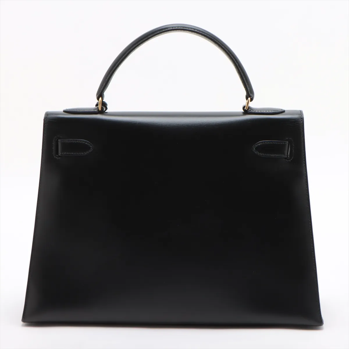[Individually wrapped] Hermes Kelly 32 Serie Box Calf Black Gold Hardware Q:1987 Crochette string tear — view 2