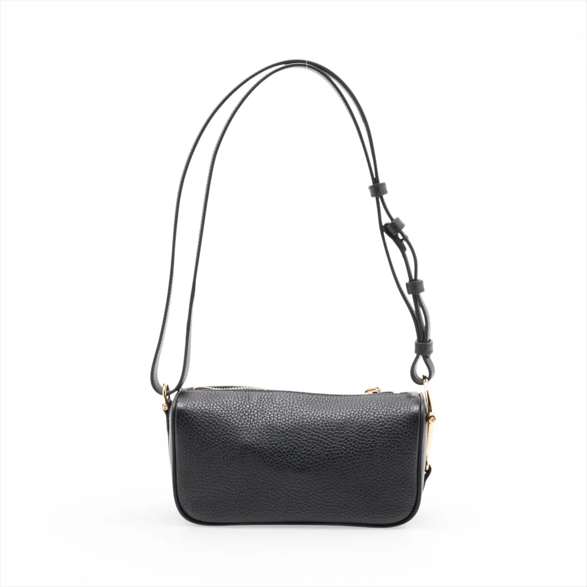 Leather Shoulder Bag, Black, 860784 — view 2