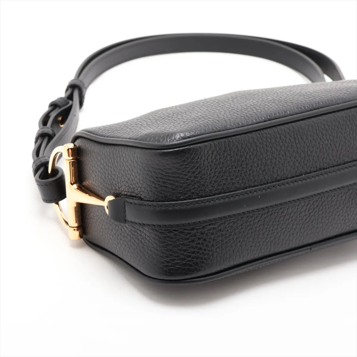 Leather Shoulder Bag, Black, 860784 — view 4
