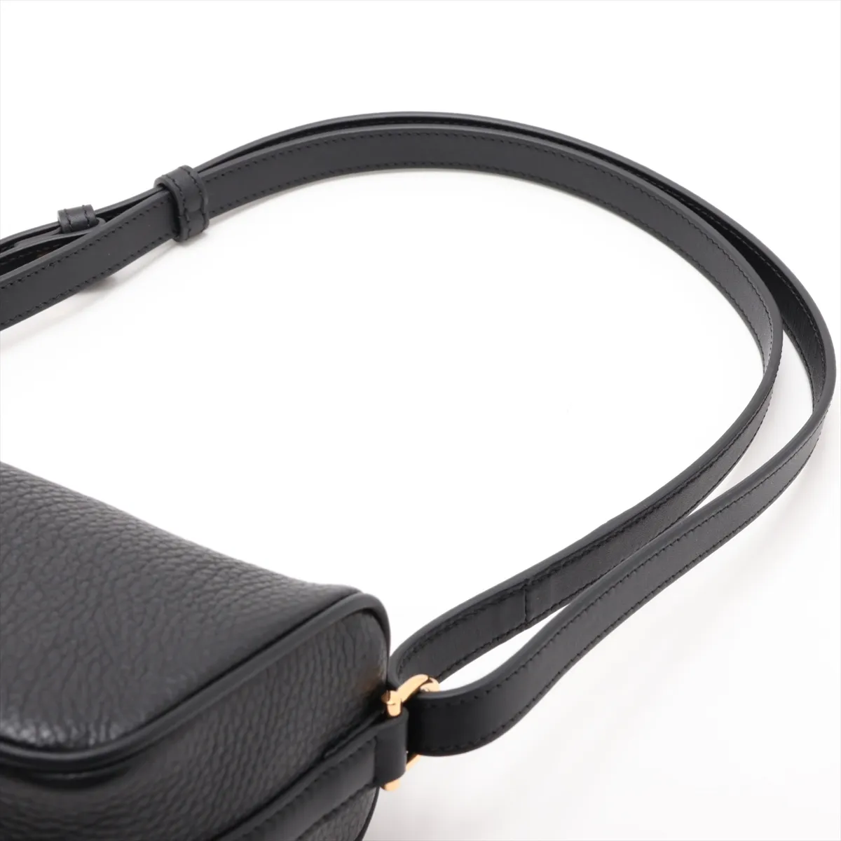 Leather Shoulder Bag, Black, 860784 — view 5